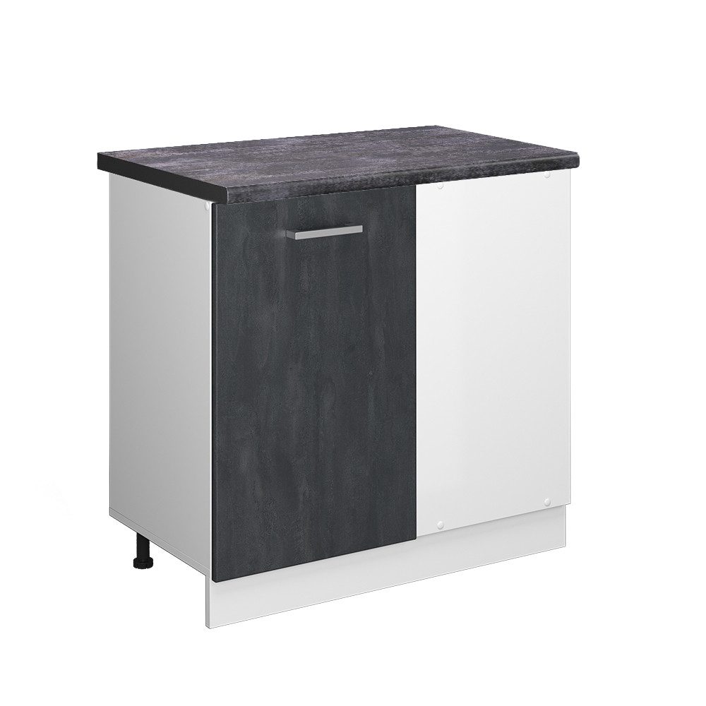 Vicco Eckunterschrank R-Line, Schwarz Beton/Weiß, 86 günstig online kaufen