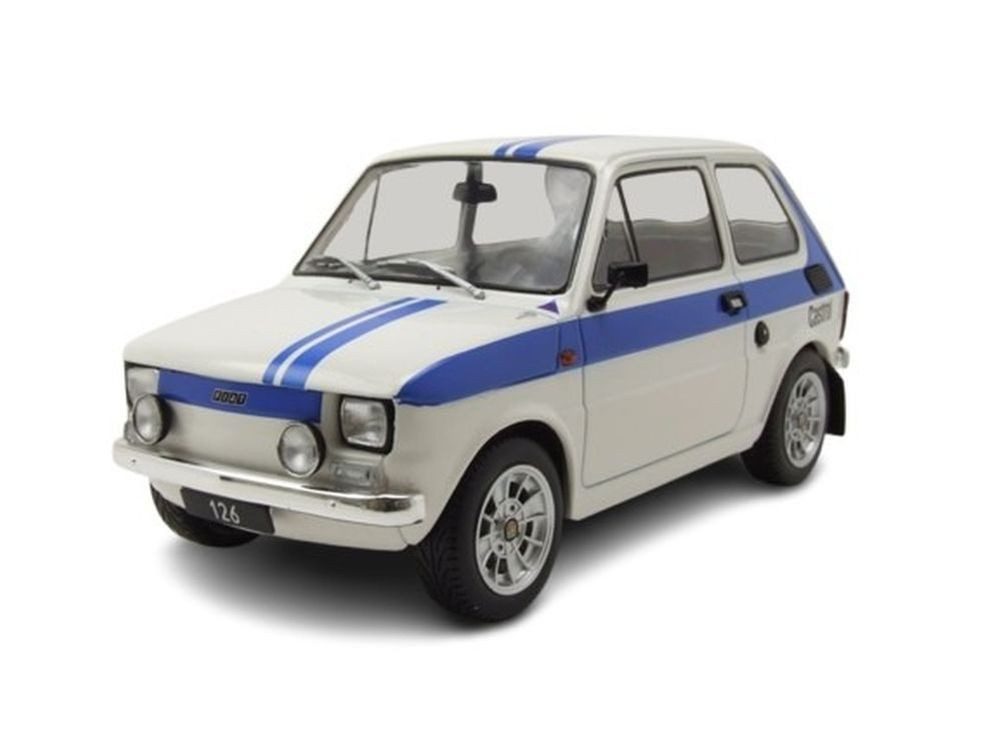 MCG Modellauto Fiat 126 1972 weiß blau, Maßstab 1:18