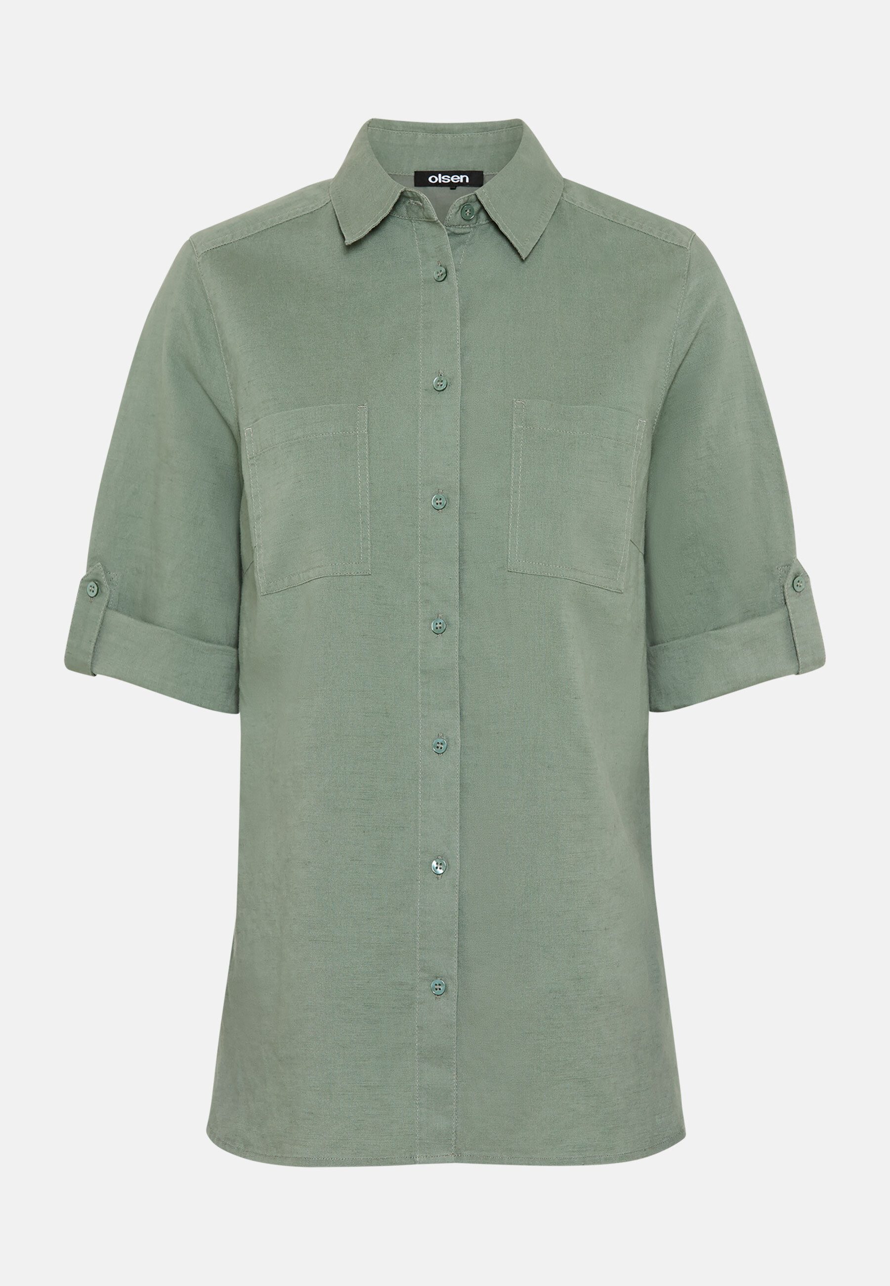 Olsen Hemdbluse Bluse mit Turn-up-Ärmeln
