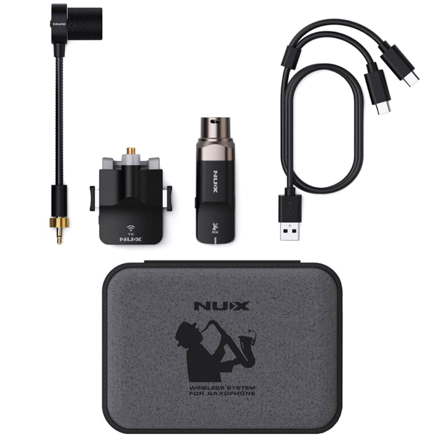 Nux Mikrofon Nux B6 Drahtloses Saxophon Mikrofon mit Ladecase (Wireless Set), Wireless
