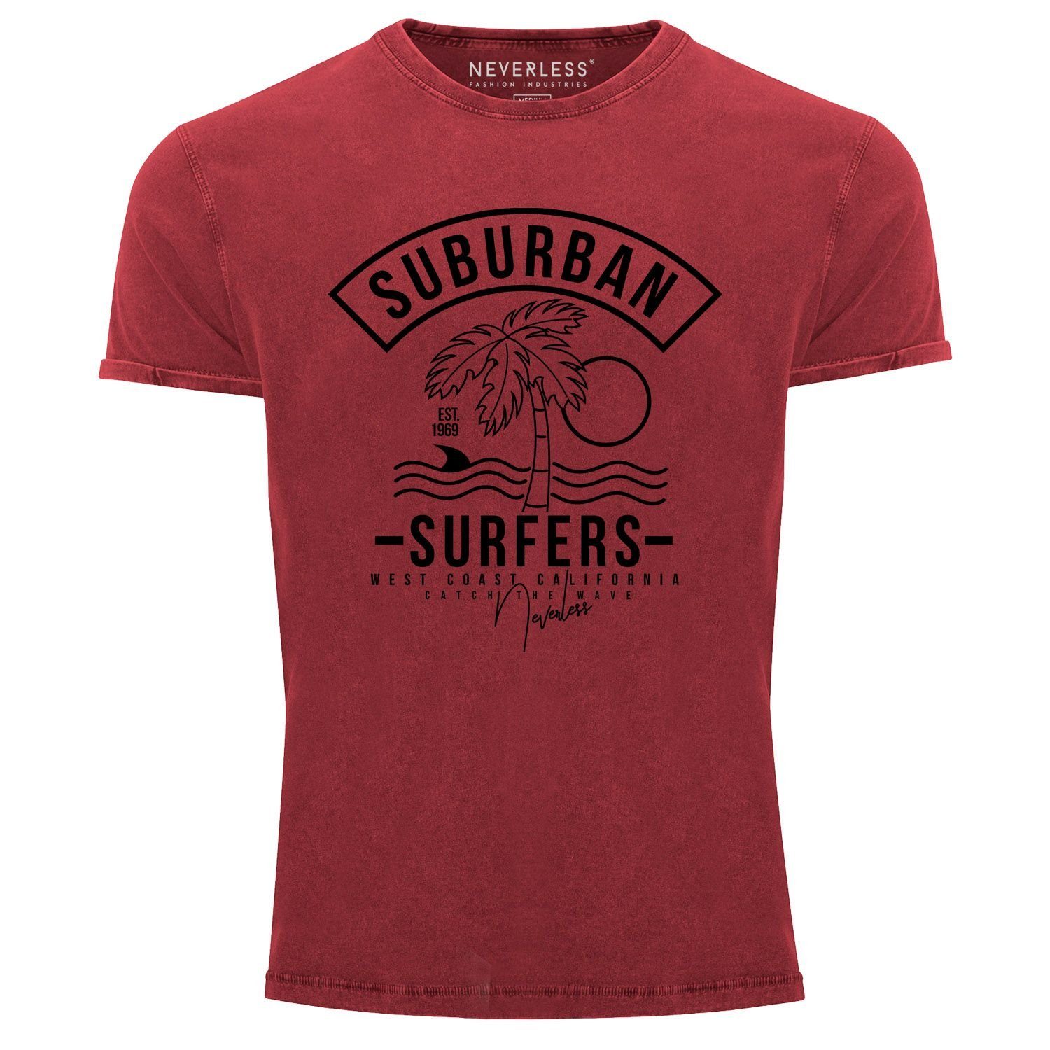 Print-Shirt Neverless® Herren T-Shirt Vintage Shirt Printshirt Suburban Surfers