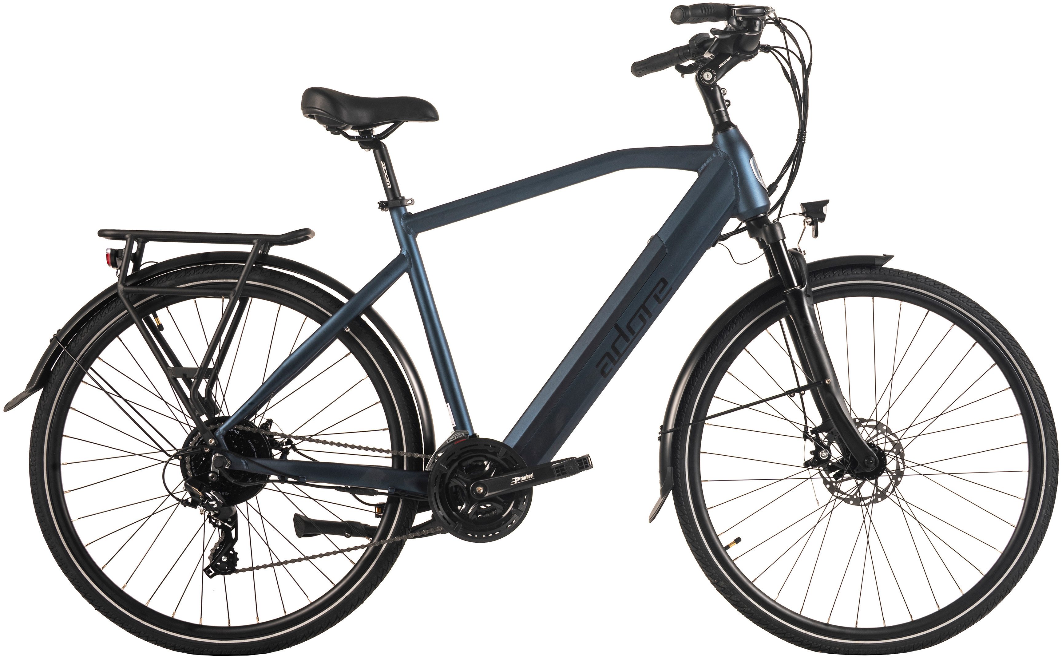 Adore E-Bike Trekkingrad 28" Alu Trekking E-Bike ATR-190 Heckmotor 50NM / 15Ah Dunkelblau matt, 24 Gang Shimano Tourney Schaltwerk, Kettenschaltung, Heckmotor, 540 Wh, Pedelec, Elektrofahrrad für Herren