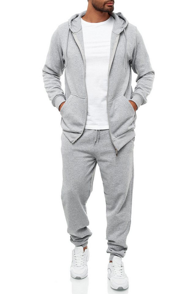 iKENNAS Sportanzug (Hose + Zip hoodie) Grau S