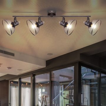 etc-shop LED Deckenspot, Leuchtmittel inklusive, Warmweiß, Retro Decken Strahler Wohn Zimmer Beleuchtung Geflecht