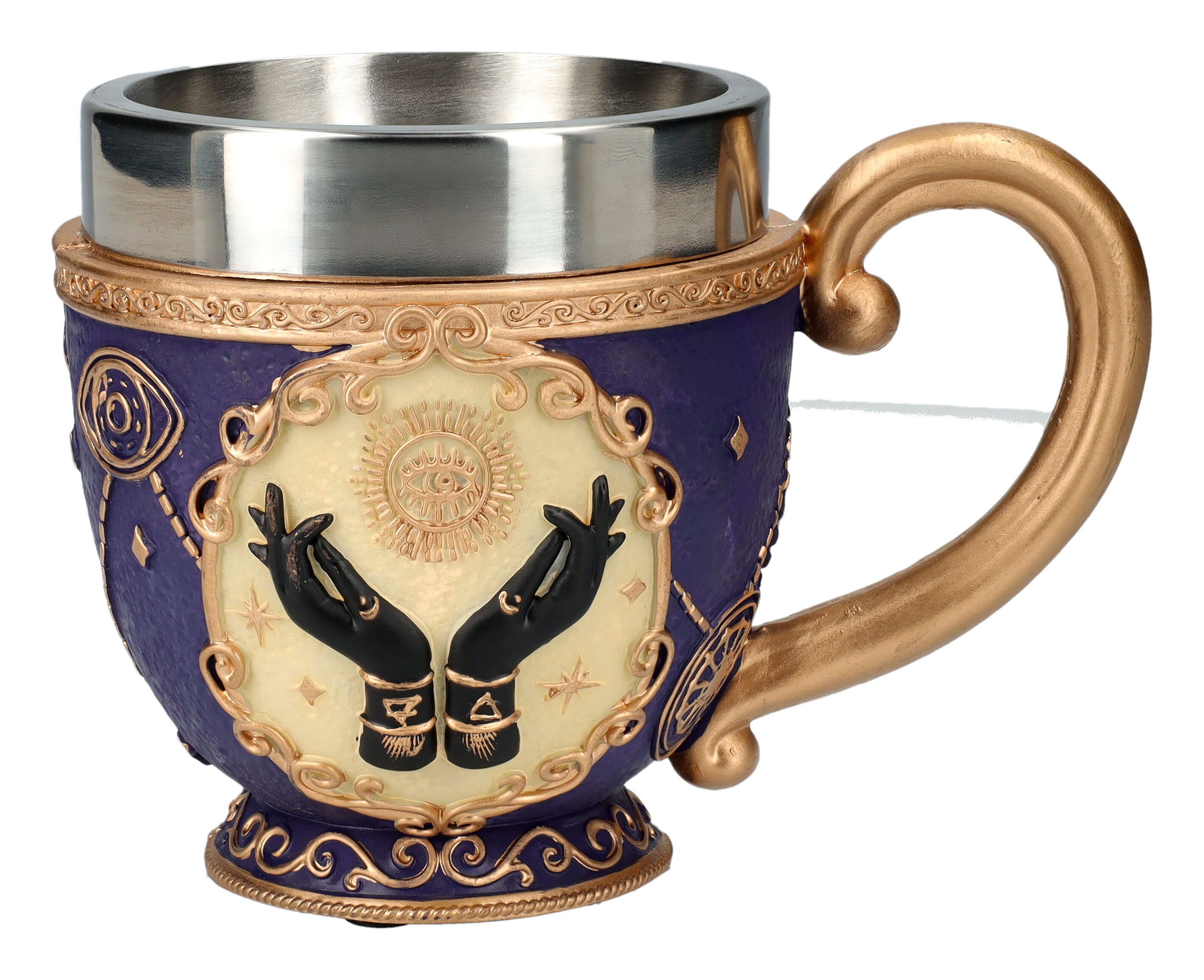 Figuren Shop GmbH Tasse Teetasse - Tarot Design - Fantasy Magie Kaffeetasse Dekoration Deko, Kunststein (Polyresin), Edelstahl