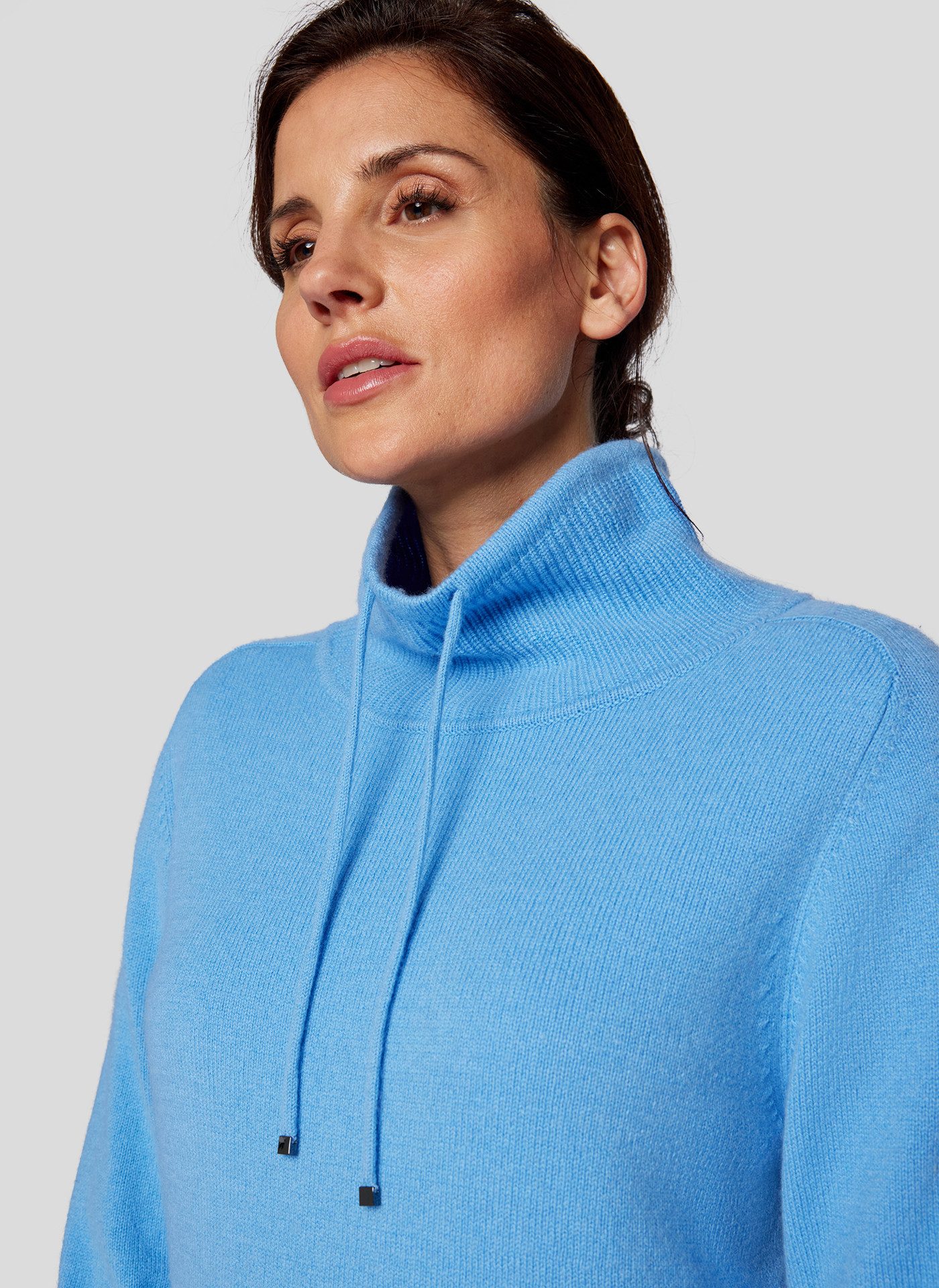 Rabe Strickpullover mit Stehkragen und Kordelzug