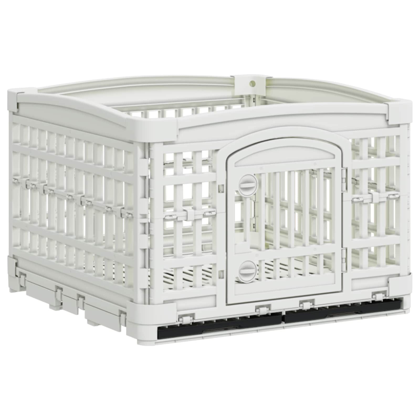 vidaXL Freigehege 4-Panel Hundelaufstall 122 x 106,5 x 82 cm Kunststoff Weiß, 4-Panel Hundelaufstall 122 x 106,5 x 82 cm Kunststoff Weiß