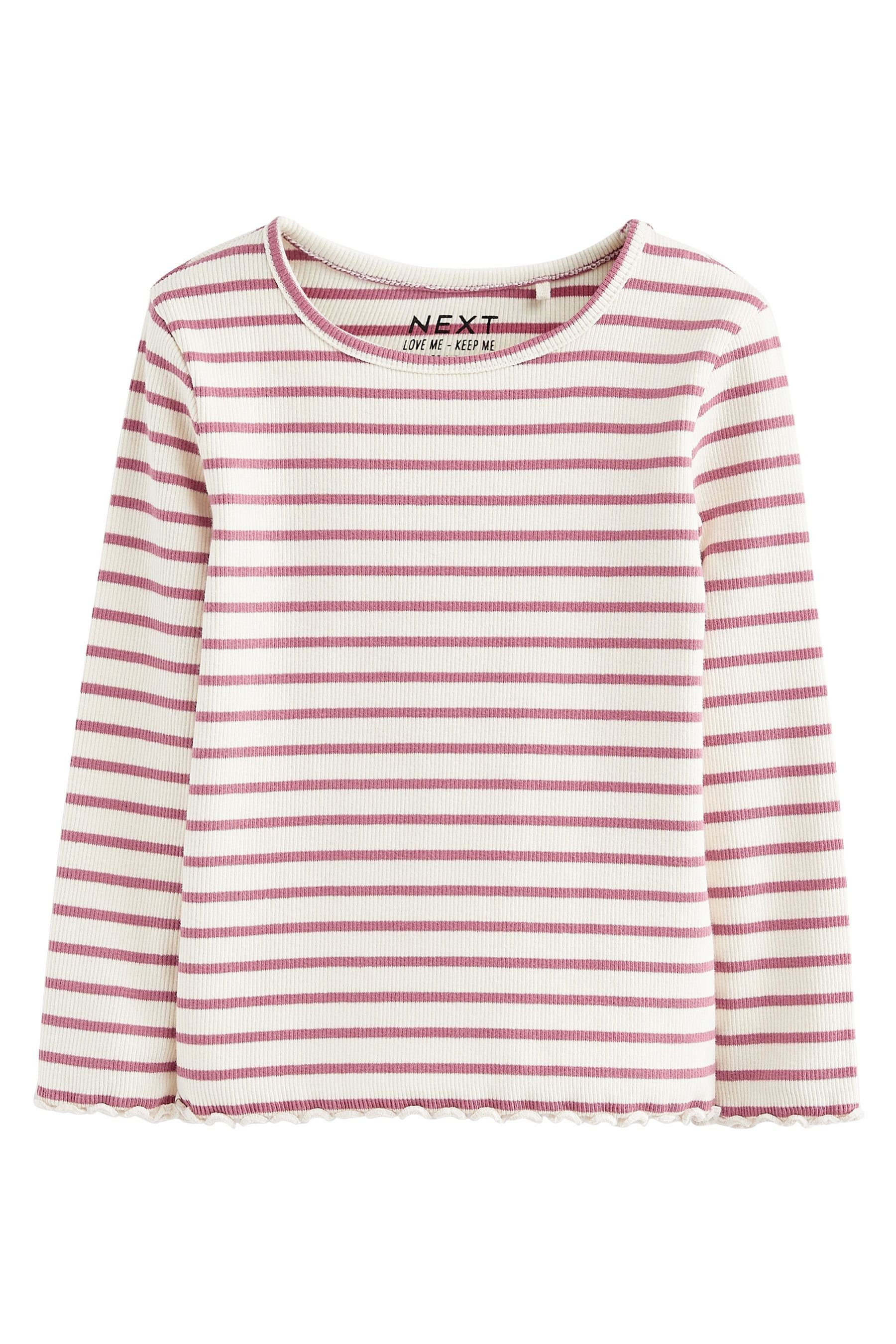 Next Langarmshirt Langärmelige, gerippte Jerseytops im 5er-Pack (5-tlg)