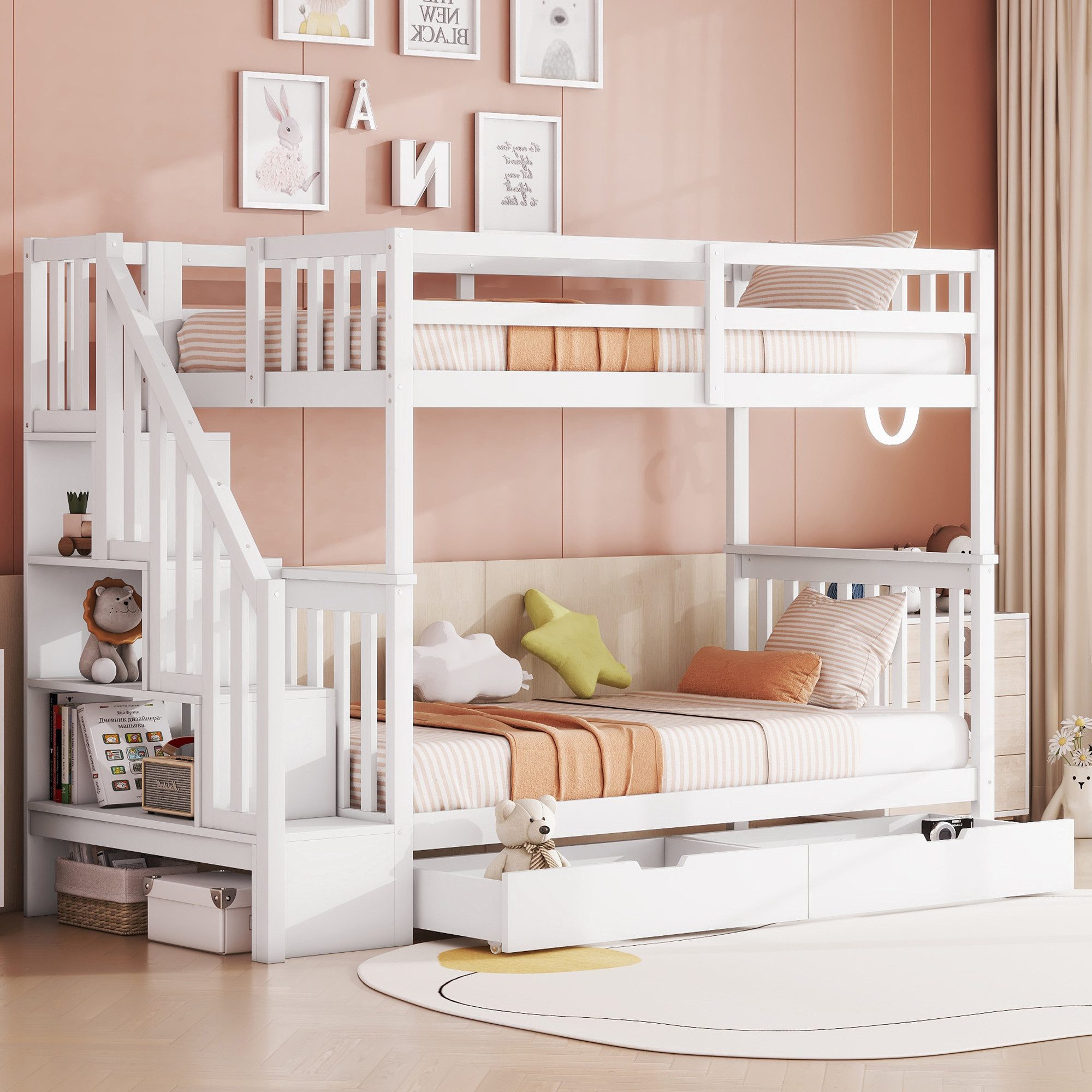 SOFTWEARY Etagenbett mit 2 Liegeflächen, Lattenrost günstig online kaufen