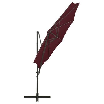 vidaXL Balkonsichtschutz Ampelschirm mit Mast und LED Bordeauxrot 300 cm