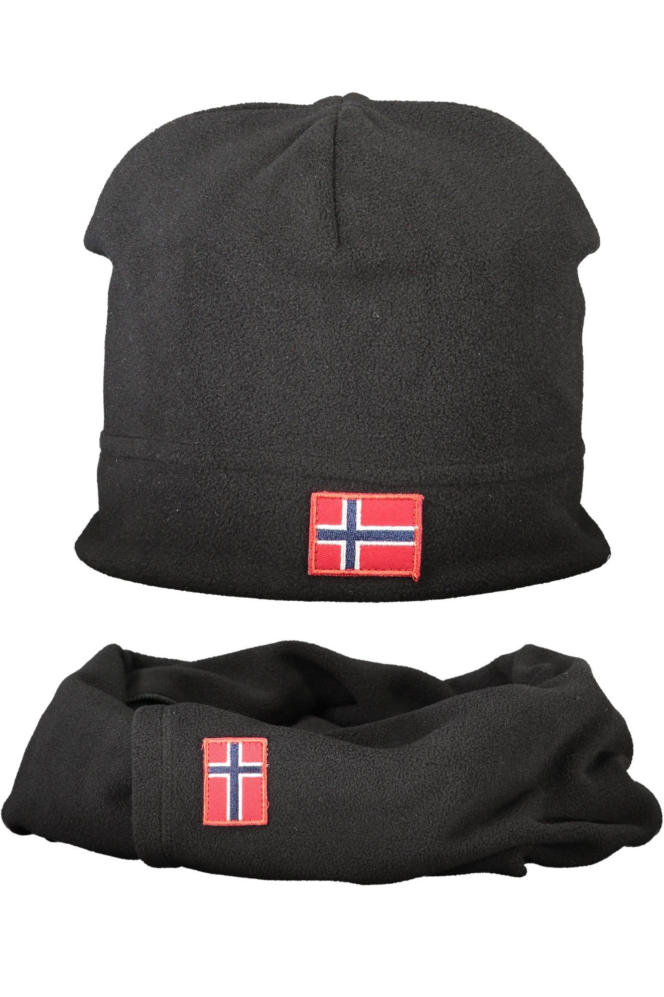 NORWAY 1963 Strickmütze Schwarze Herrenmütze und Schal-Set aus Fleece - Norwegen 1963-Stil
