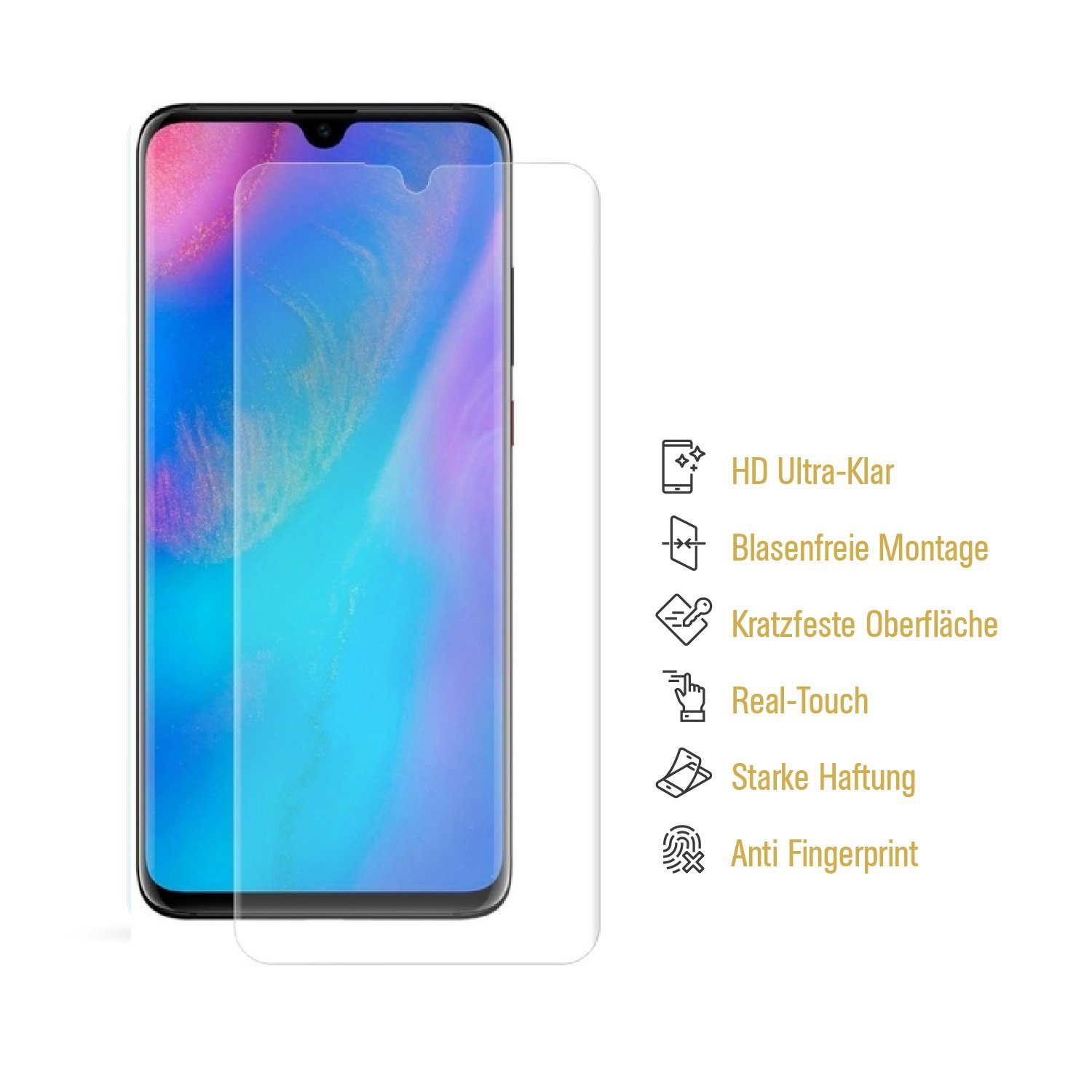 Protectorking Schutzfolie 2x Panzerfolie für Huawei P30 ANTI-SHOCK Displayschutz Schutzfolie, (2-Stück), klar