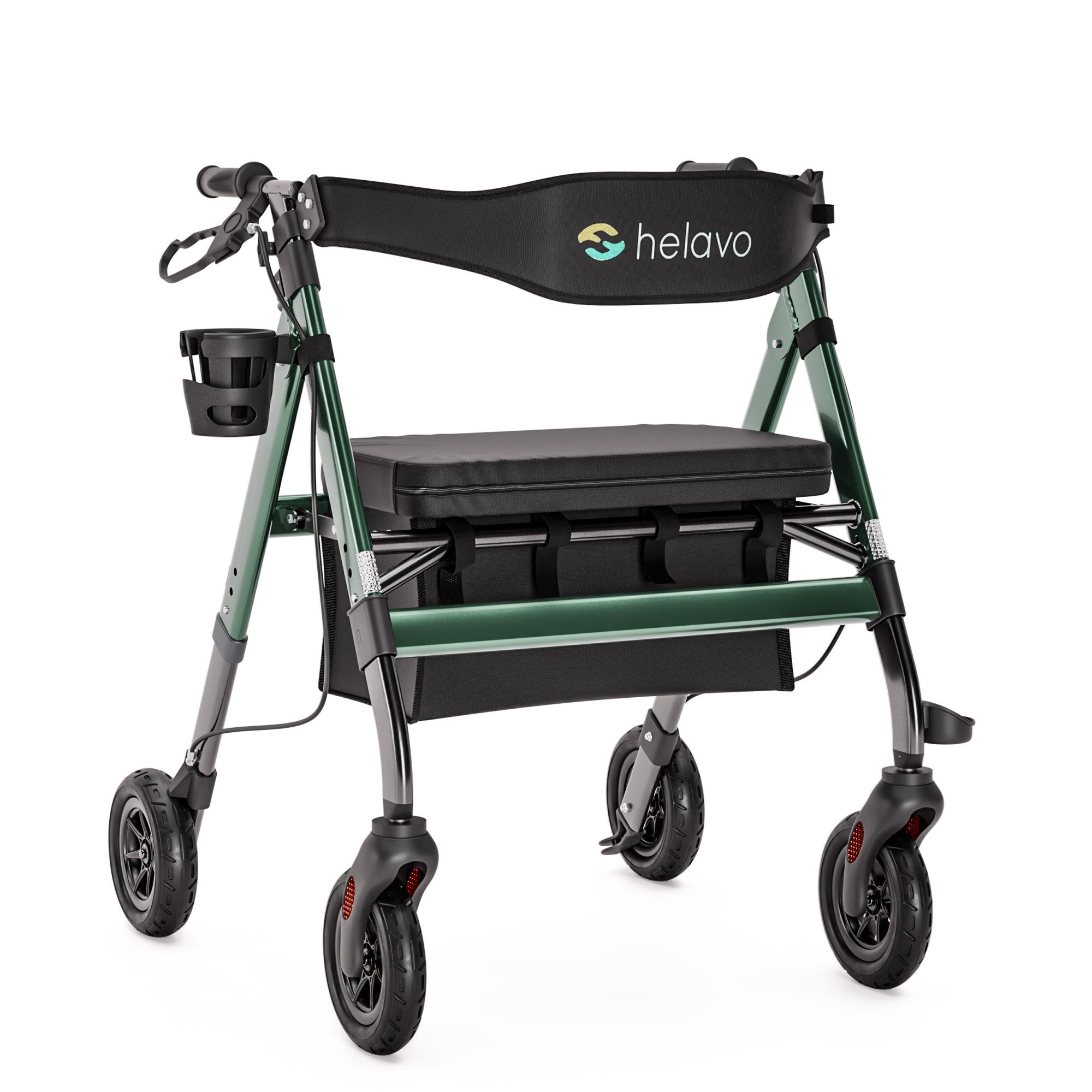 Helavo Rollator H1150, Schwerlastrollator faltbar & extra breit mit Sitz & Einkaufskorb