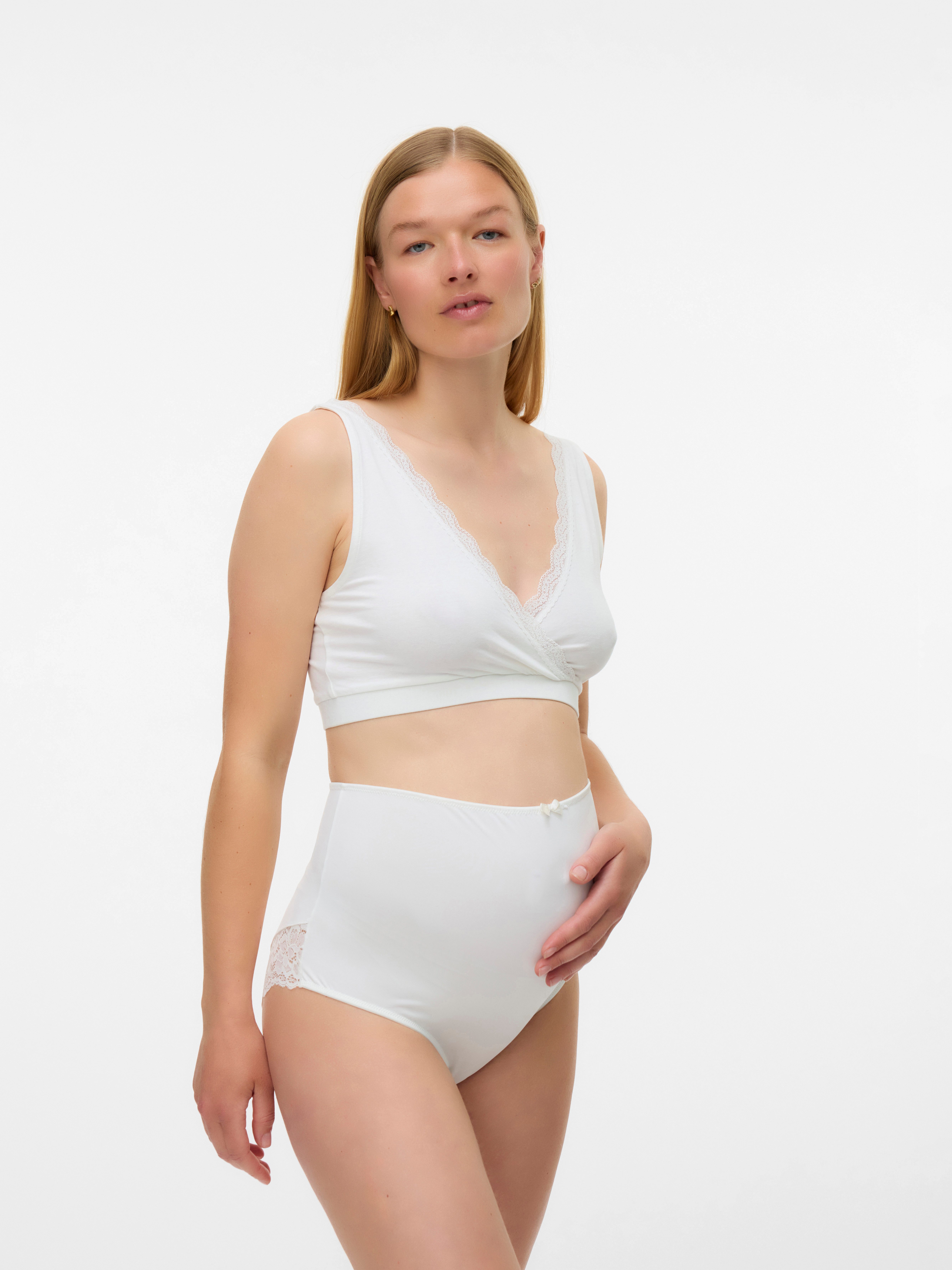 Mamalicious Bustier MLHELENA CROSSY LACE BRA 2F 2-P NOOS (Packung, 2-tlg) aus Baumwollmischung mit Jersey, in elastischer Qualität