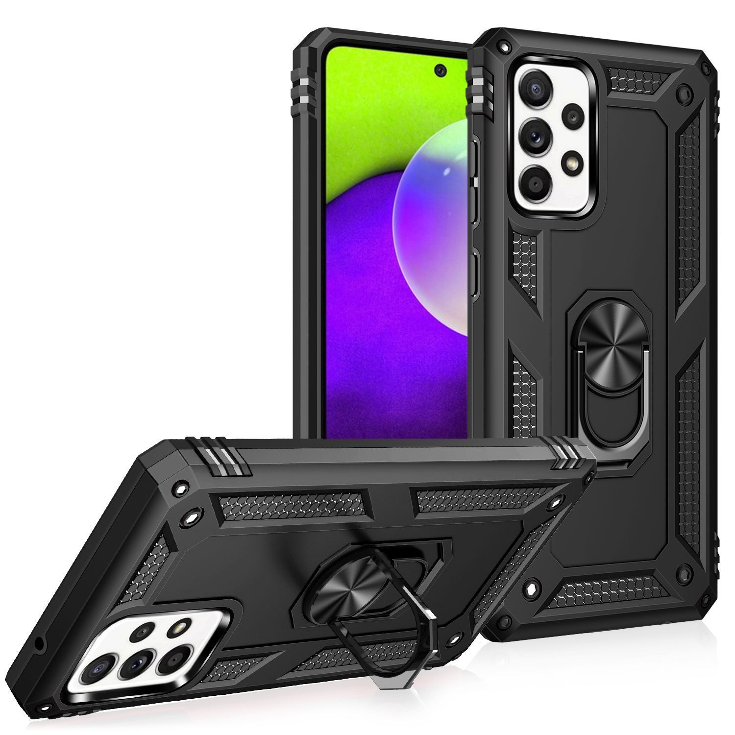 Nalia Smartphone-Hülle Samsung Galaxy A52 Samsung Galaxy A52 5G Samsung Galaxy A52s 5G 16,5 cm (6,5 Zoll), Outdoor Military Style Hülle mit Ring / Extrem Schützend / Panzer Case