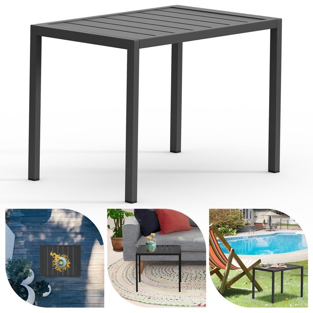 Melko Gartentisch Aluminium Beistell Balkontisch rechteckig Terrassentisch (1-St)