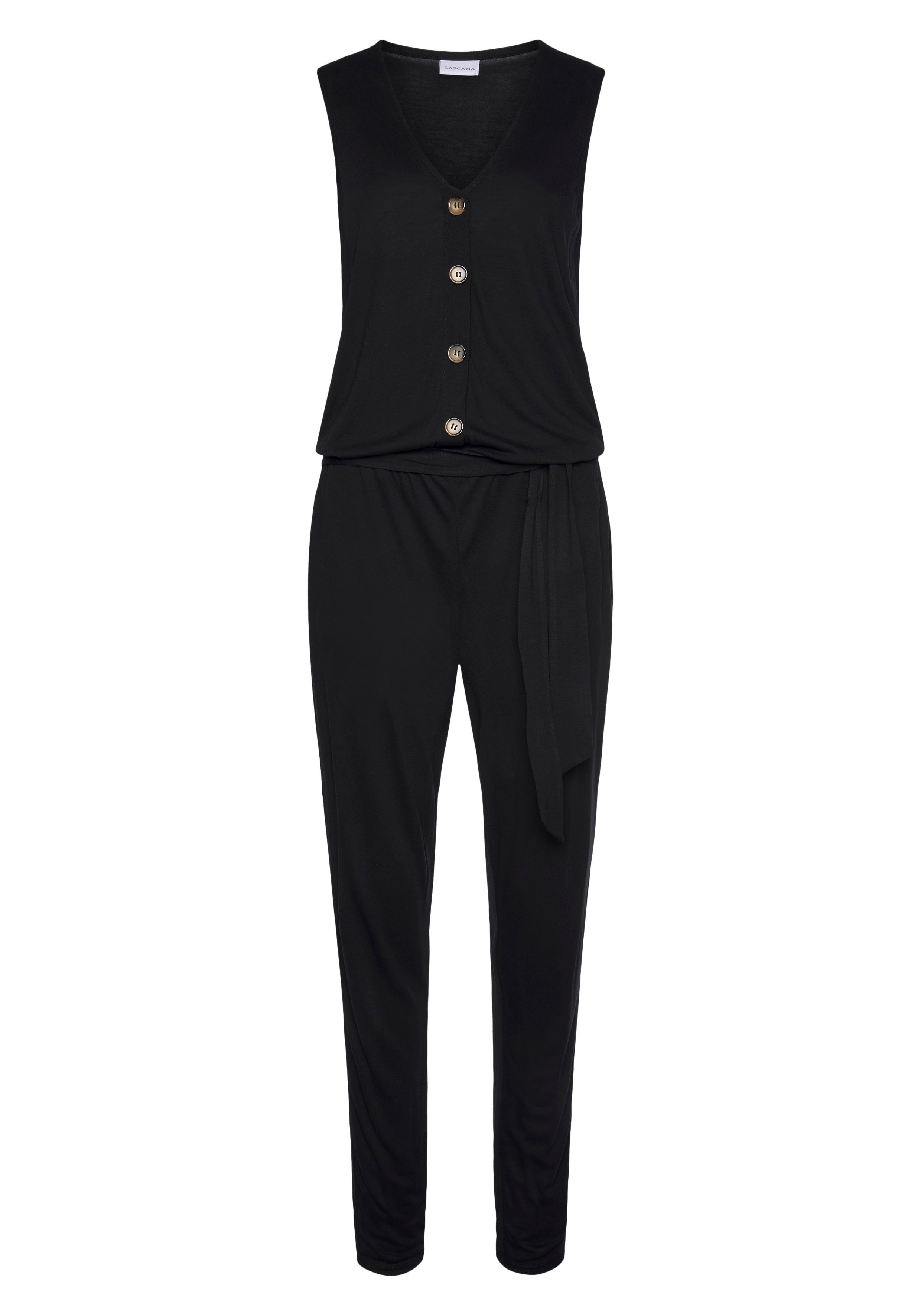 LASCANA Jumpsuit mit (mit vorne Knopfleiste Bindegürtel)