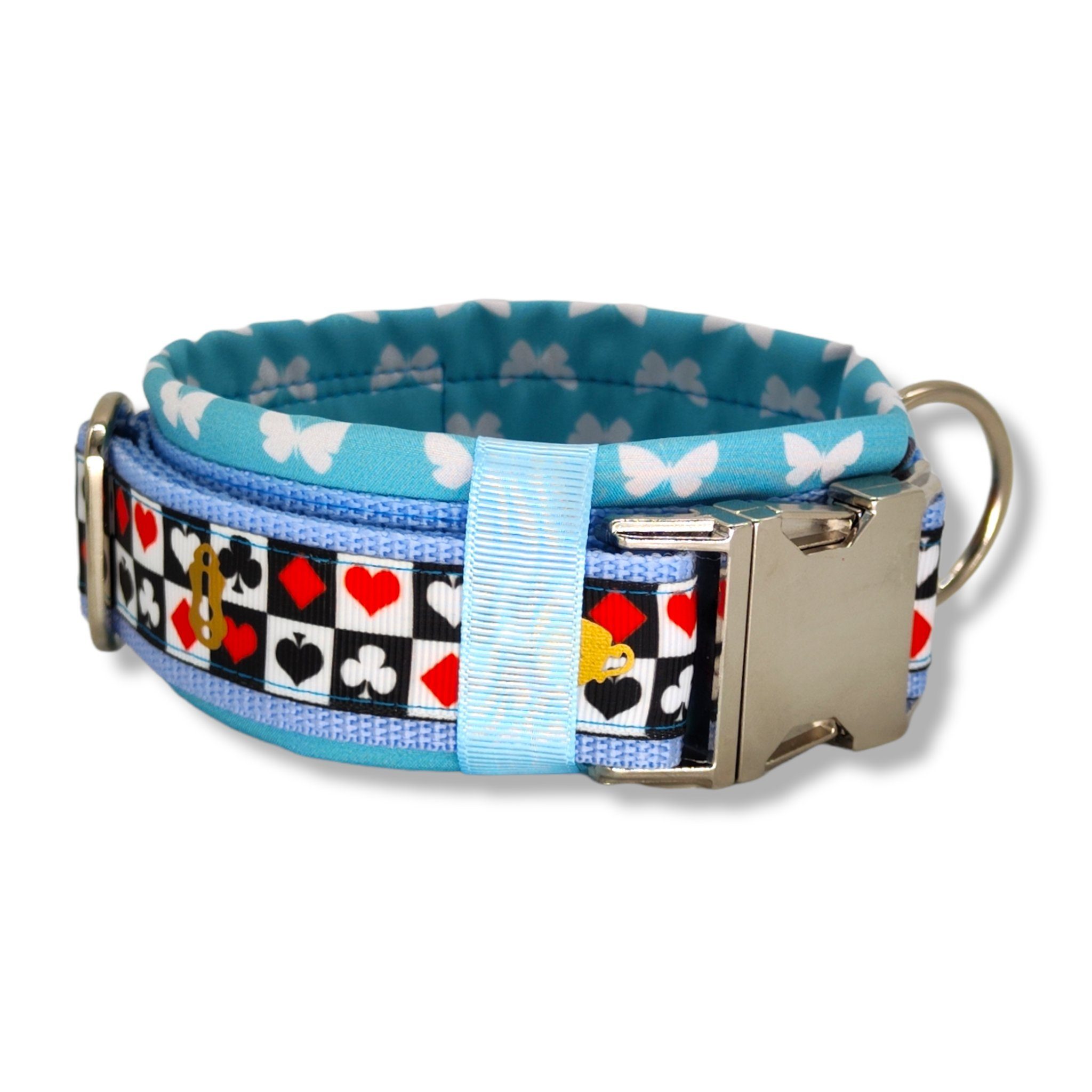 D by E Couture Hunde-Halsband "Wonderland I", gepolstert, verstellbar, 50mm breit, Handmade