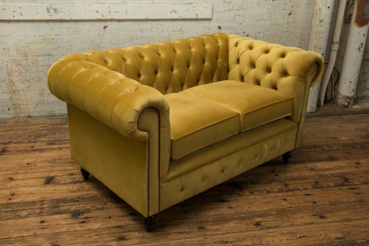 JVmoebel Chesterfield-Sofa, Chesterfield Sofa 2 Sitz Polster Couch, Mit  Knöpfen und Nieten verziert