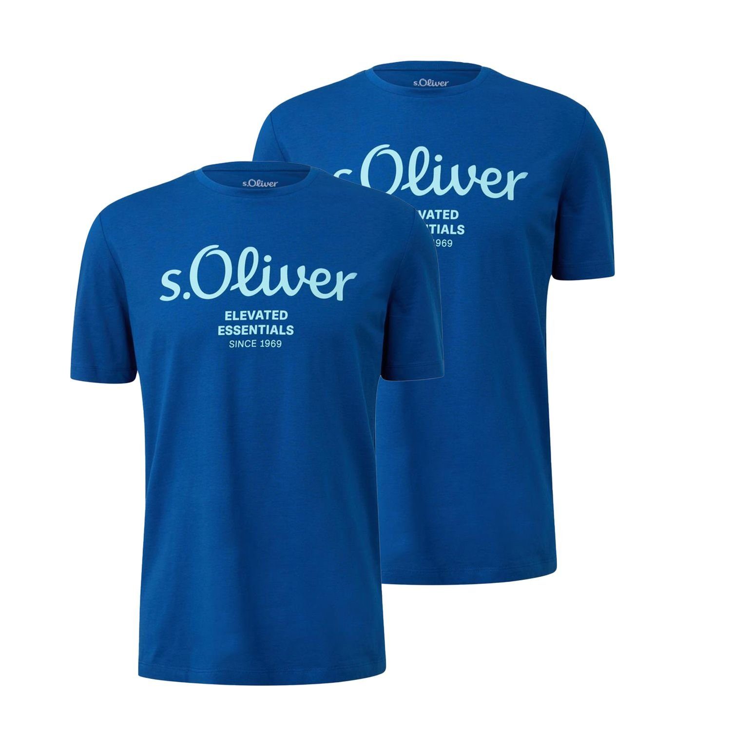 s.Oliver T-Shirt Casual (2-tlg) mit Rundhals-Ausschnitt, kurzarm, Logo-Aufdruck im 2er Pack