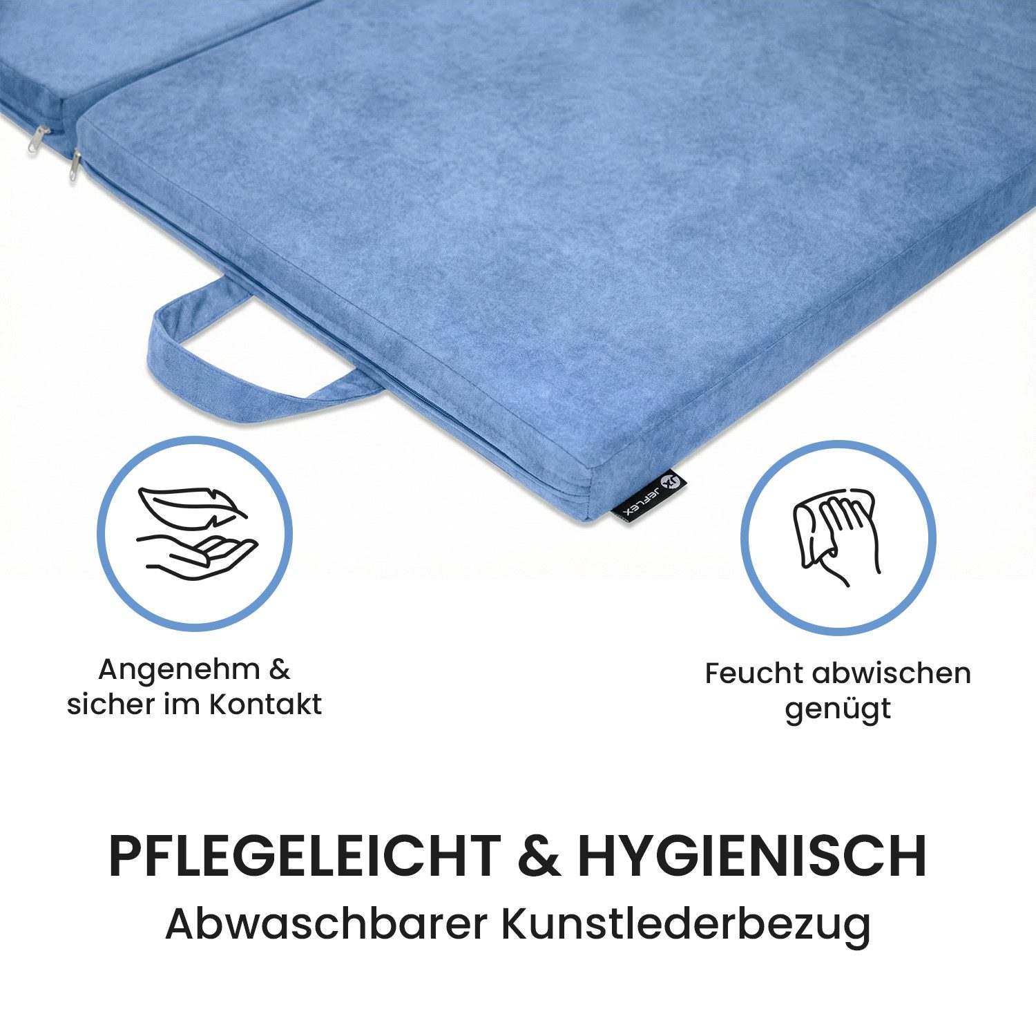 Jeflex Weichbodenmatte Jeflex Spielmatte Turnmatte klappbar VELVET DELUXE 120 x 120 x 6 cm