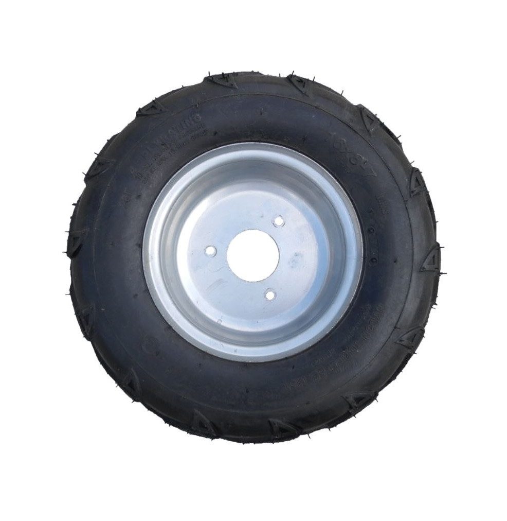 FunSport-Factory Kinderfahrzeug-Räder 2er Set Kompletträder Kinderquad Reifen 16x8-7 Silber rechts links, V-profil, hoher Grip, für Kinderquads, robust & langlebig