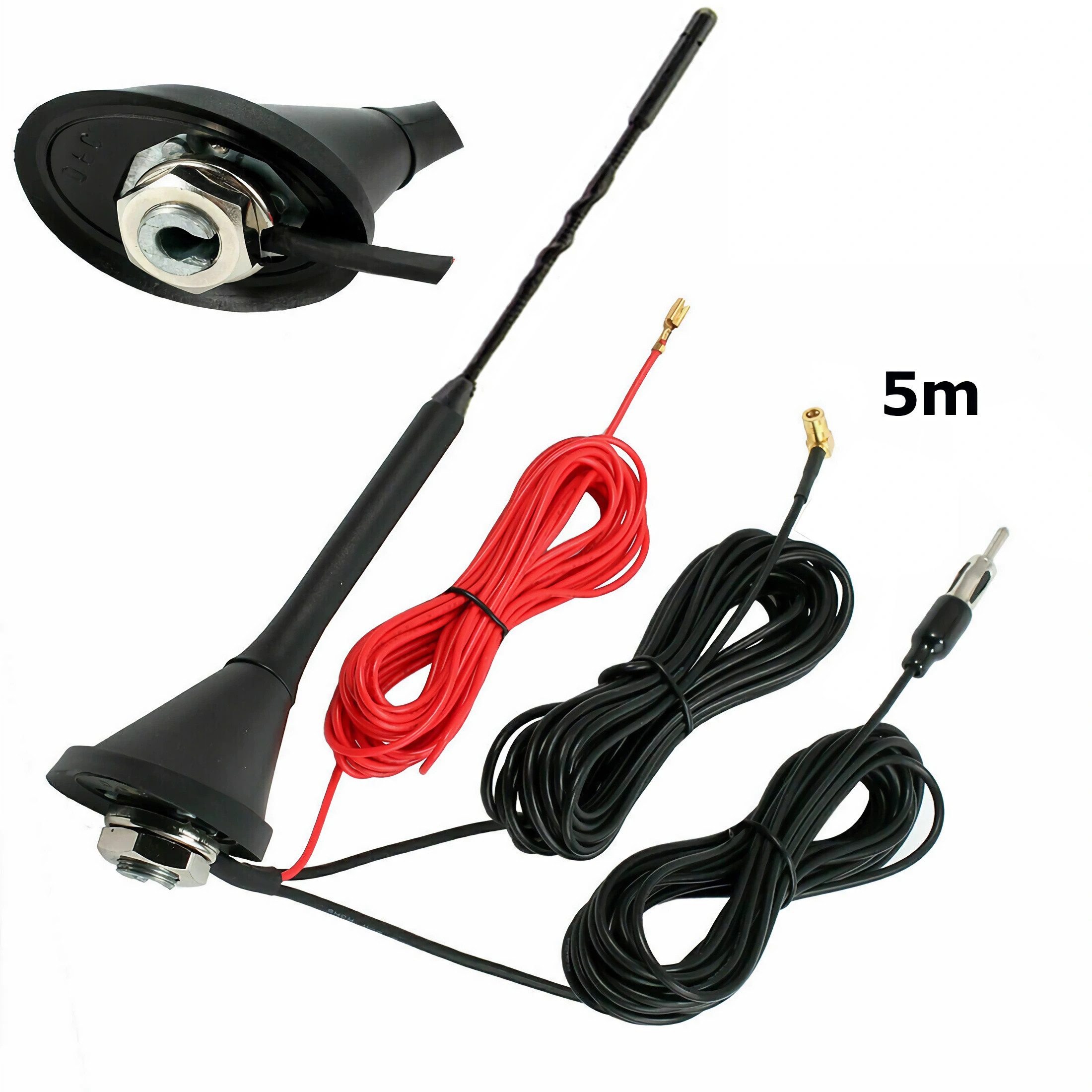 Bolwins A82C DAB Antenne AM FM Dachantenne DAB+ Verstärker SMB Patch Antenne Dachantenne (DAB AM FM, für Innenbereich oder Außenbereich, Verstärkung: 10 dB), DAB AM & FM, Kabellänge von 5m