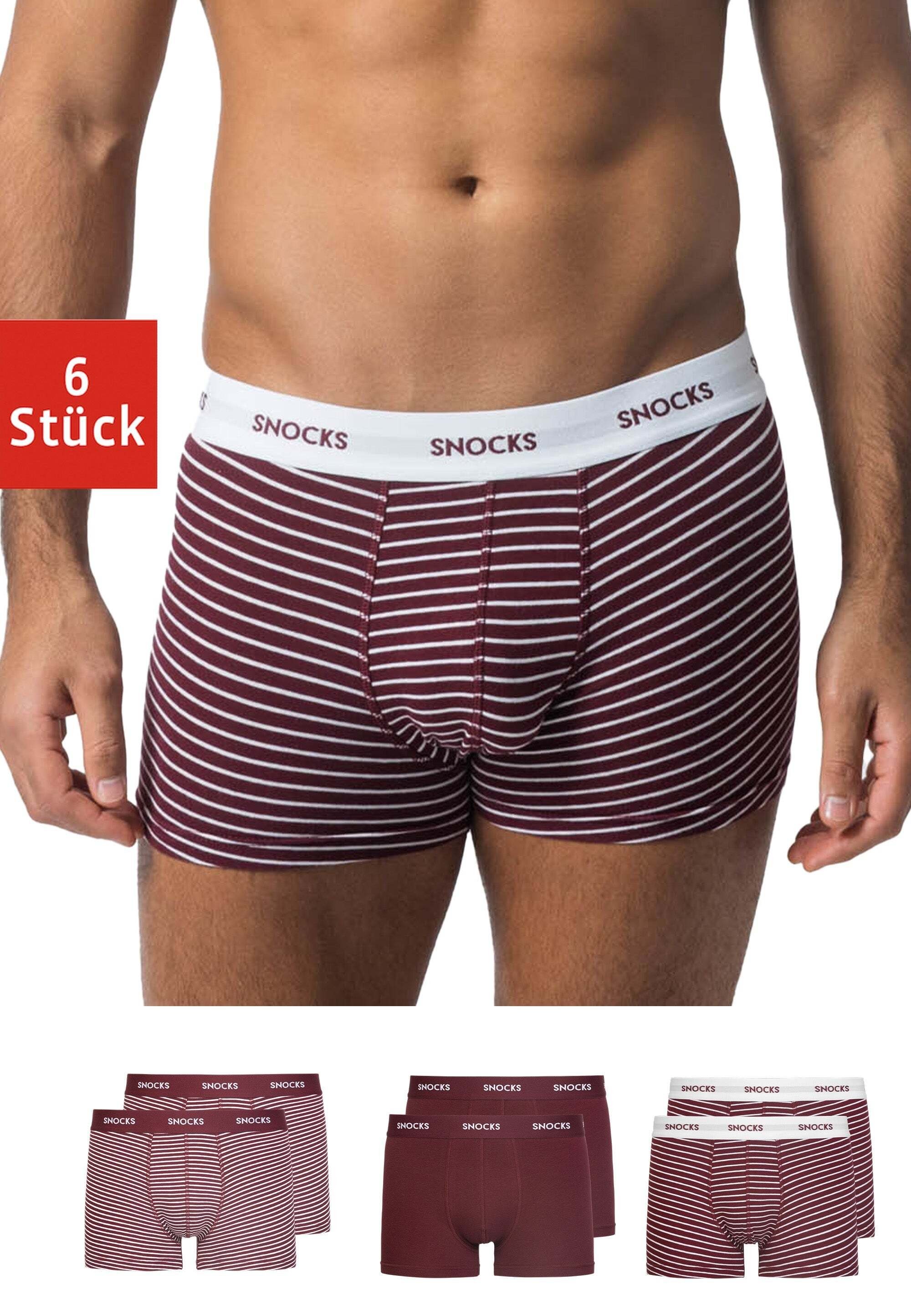 SNOCKS Боксерские мужские трусы, боксерки Enge Pants Herren Unterhose mit Print (6-St) aus Bio-Baumwolle, ohne kratzenden Zettel