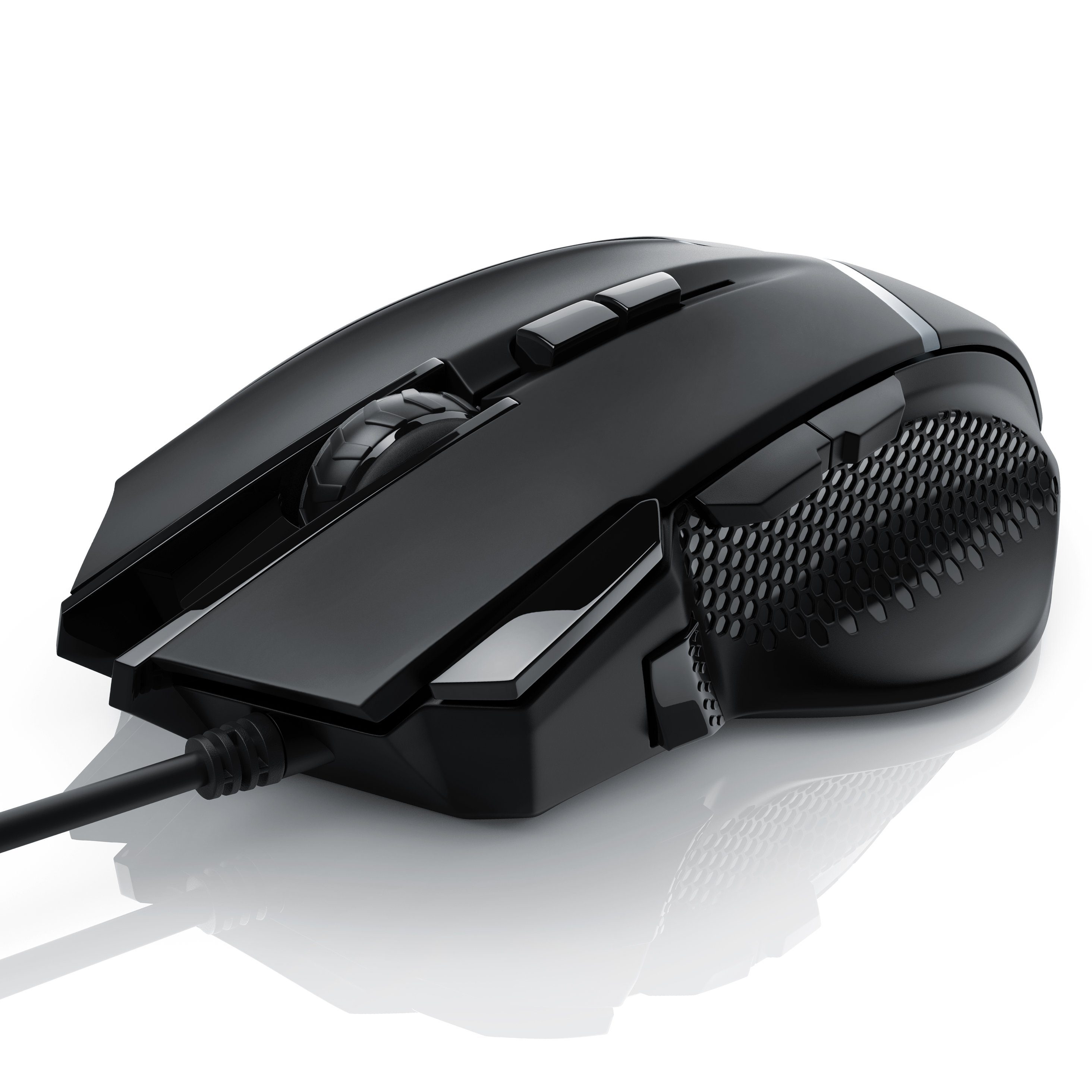 CSL Gaming-Maus (kabelgebunden, 500 dpi, 3200 dpi, wählbar, Mouse Gewichten) inkl. ergonomisch, Abtastrate