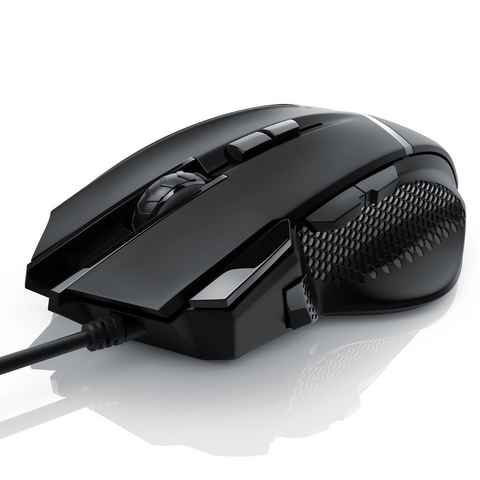 CSL Gaming-Maus (kabelgebunden, 500 dpi, ergonomisch, 3200 dpi, Abtastrate wählbar, Mouse inkl. Gewichten)