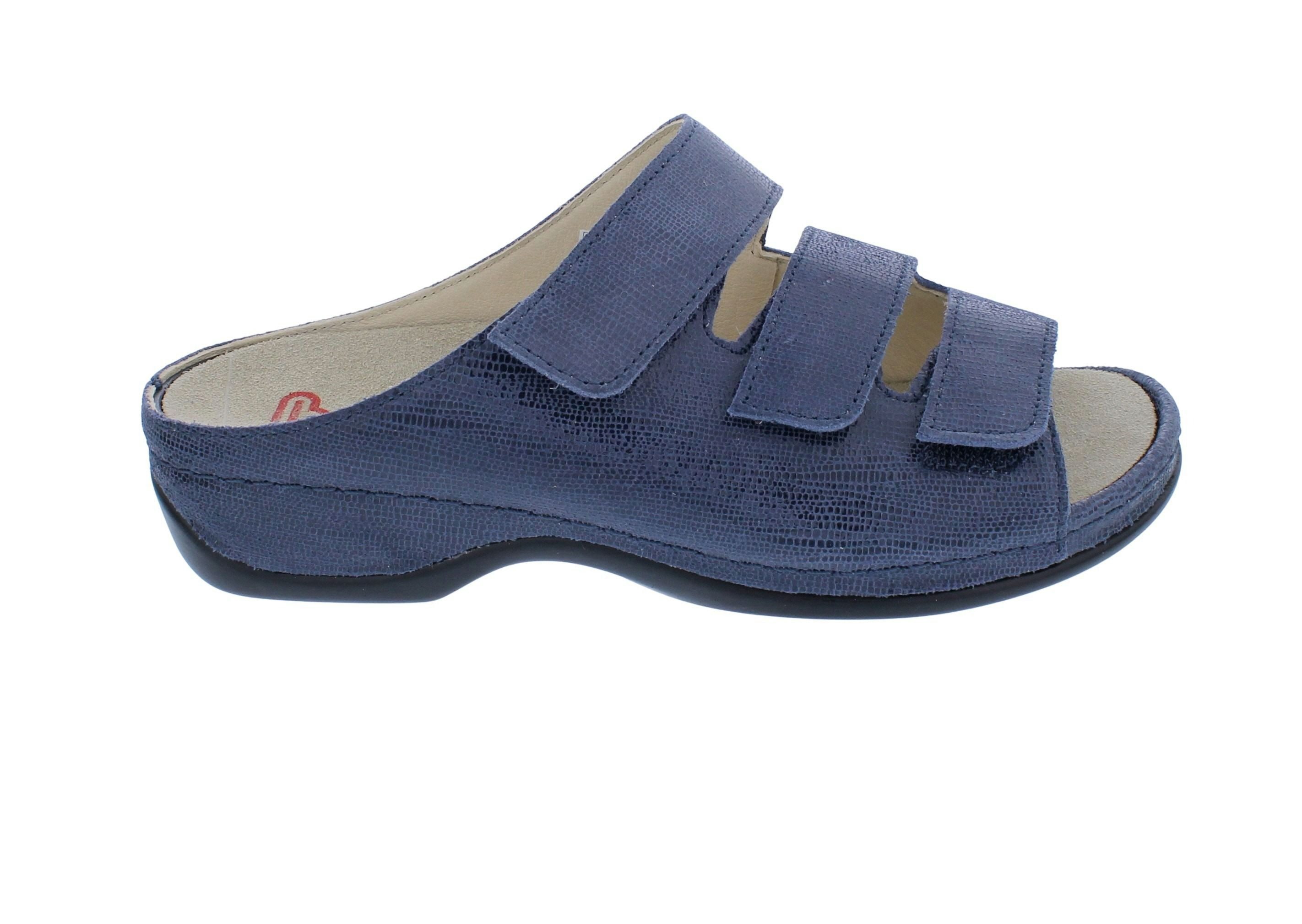BERKEMANN Berkemann Pantolette Franziska 1007-, Metallic-Velourleder, Blau, Weit Pantolette