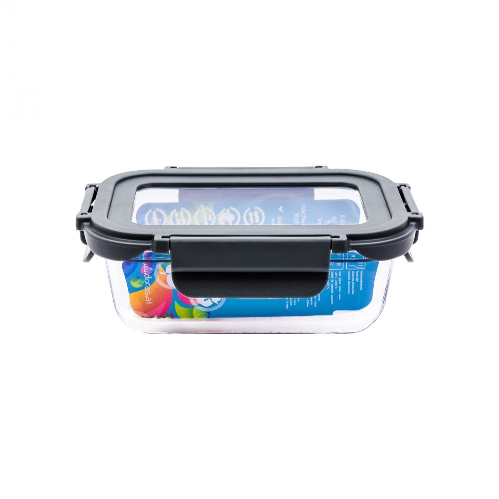 Dora's Frischhaltedose Glas-Frischhaltedose – Ofenfest & Auslaufsicher, versch. Größen, (Glas Box, inklusive Glasdeckel), 0,36 L. (Small), 0,65 L. (Medium), 1,0 L. (Large) oder Rund 0,5 Liter