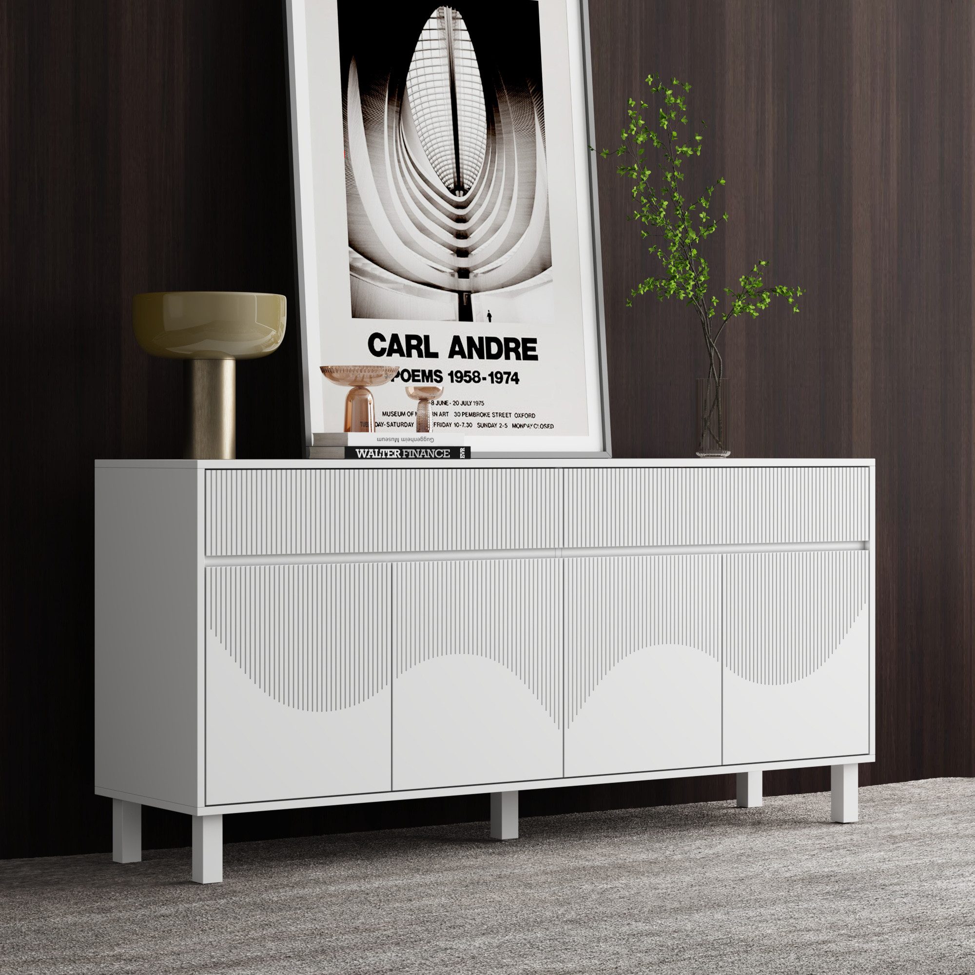 FUFU&GAGA Sideboard Komodenschrank mit 4 Türen und 1 Schublade – Bild 5 von 5