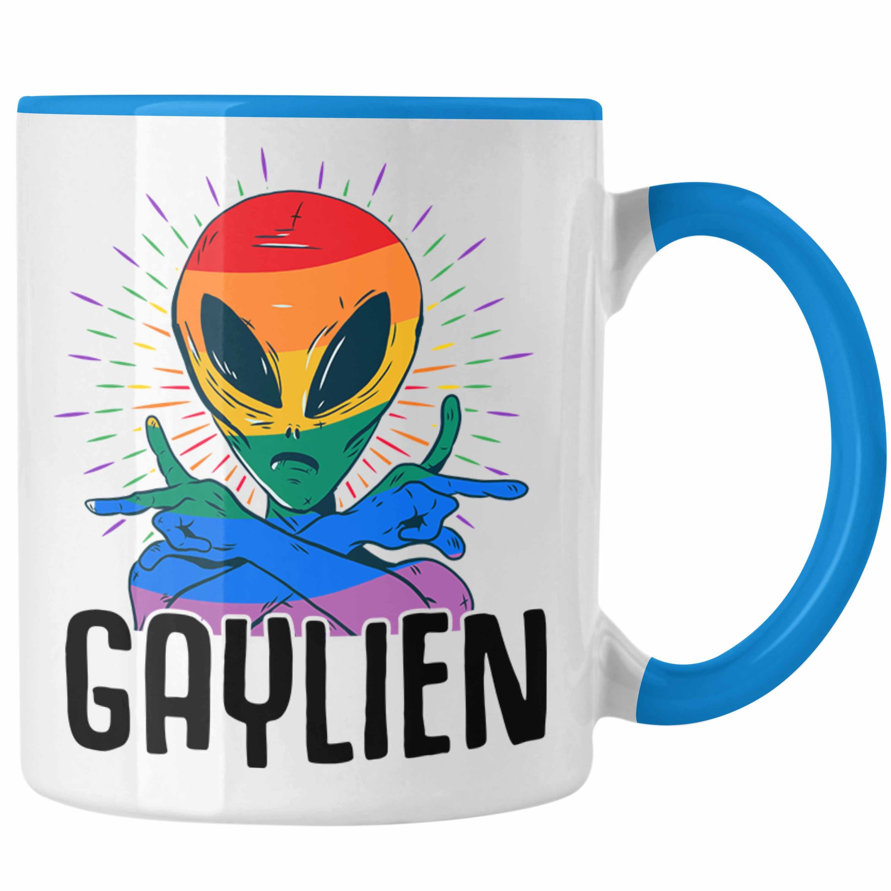 Schwule Lesben Geschenkidee Gaylien Bisexuel - Trendation LGBTQ Tasse Tasse Geschenk Blau Transgender Trendation