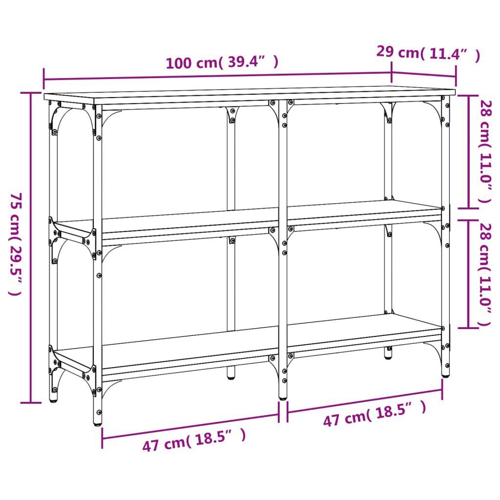 vidaXL Beistelltisch cm (1-St) Holzwerkstoff Schwarz 100x29x75 Konsolentisch