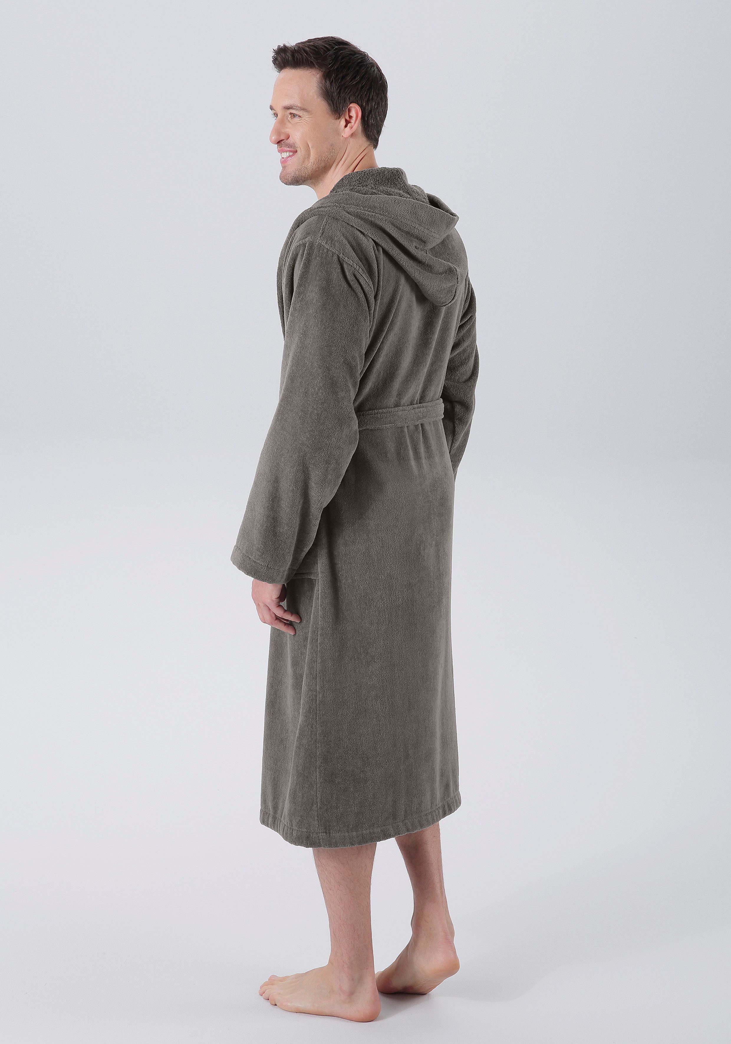 OTTO home Unisex-Bademantel Regona, Hotelbademantel, Morgenmantel, Standardlänge & Überlänge, Langform, Veloursfrottier, Kapuze, Gürtel, Damen & Herren, mit Taschen, flauschig, weich, Velours, Sauna & Spa