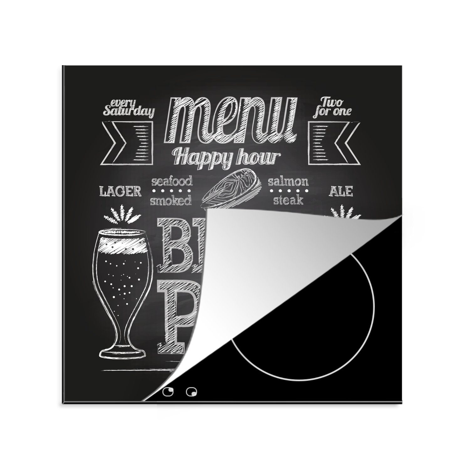 MuchoWow Herdblende-/Abdeckplatte Illustration eines Barschilds mit Kreide, Vinyl, (1 tlg), 78x78 cm, Ceranfeldabdeckung, Arbeitsplatte für küche