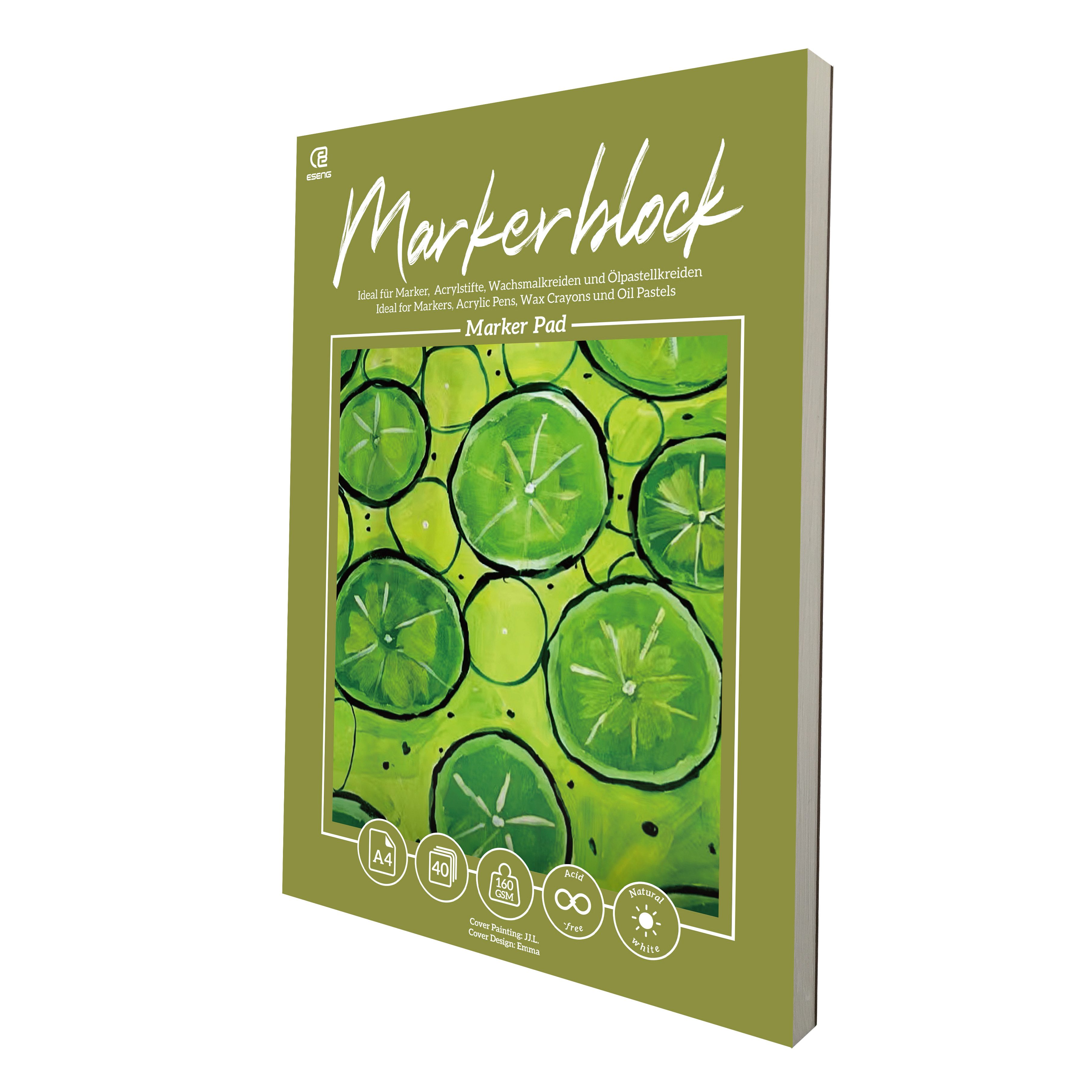 ESENG Zeichenpapier Markerblock, 40 Blätter / 80 Seiten - 160g/m², Weiß, A3/A4