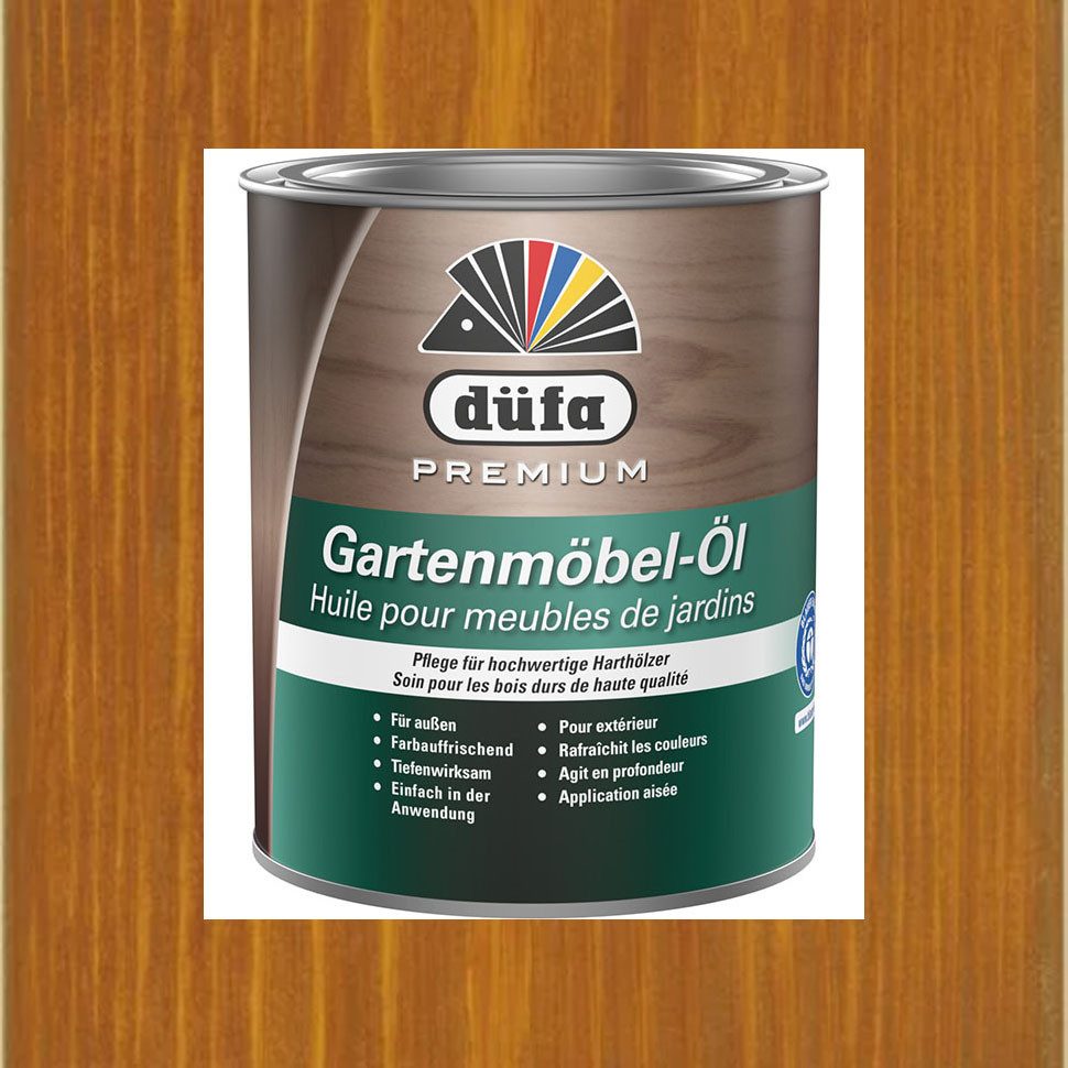 düfa Holzöl Premium Gartenmöbel-Öl 750ml Möbelöl für außen, Pflegeöl, zur Farbauffrischung und Imprägnierung