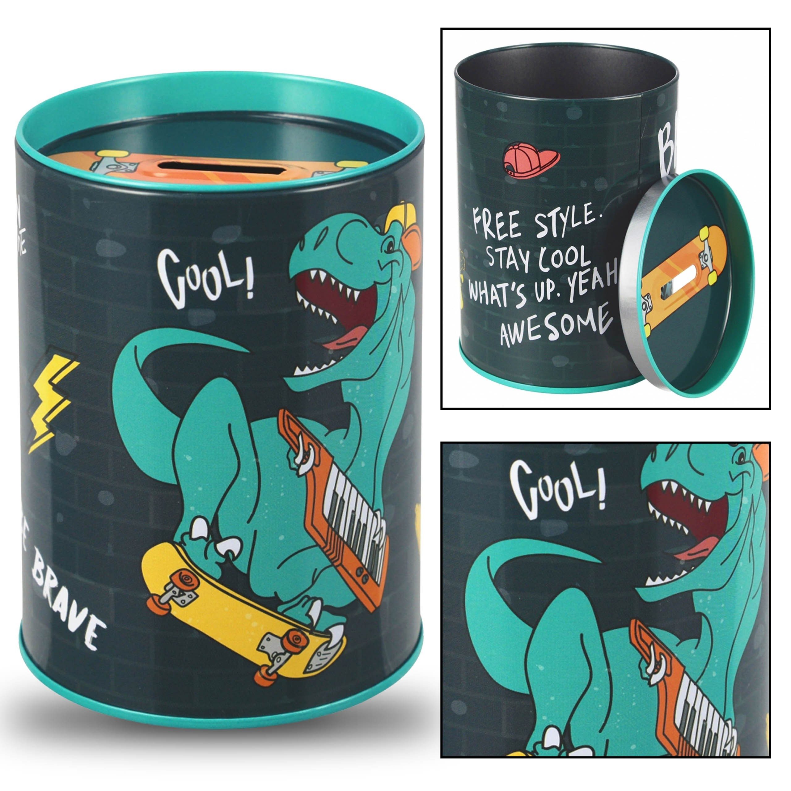 Sarcia.eu Spardose Skate Dinosaurier Metallspardose, runde günstig online kaufen