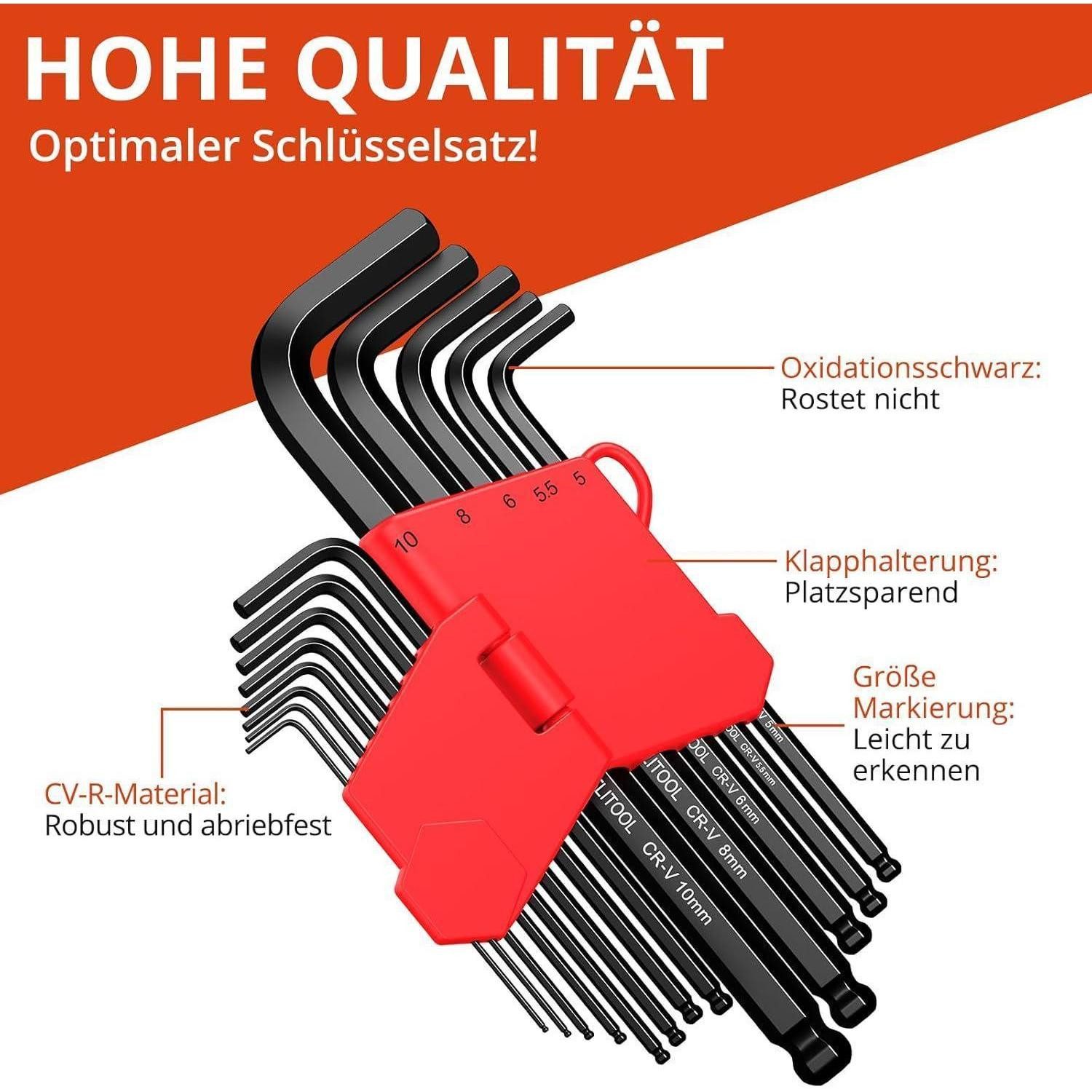 LuxusKollektion Innensechskantschlüssel Innensechskantsatz 26tlg Metrisch Zoll CrV 26PCS_Hex(MM&SAE)