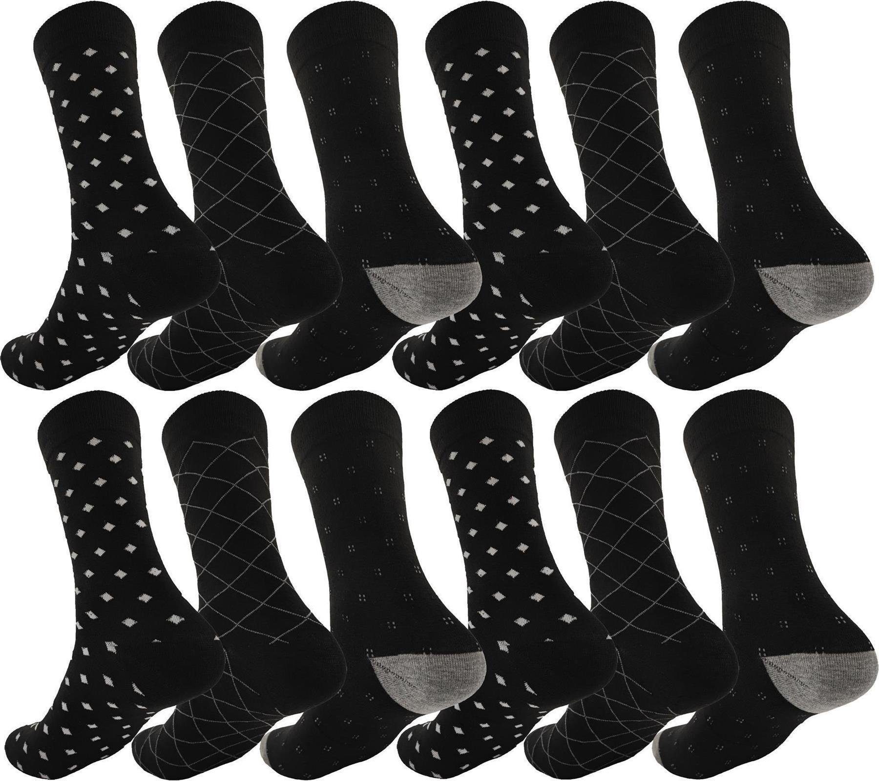 EloModa Basicsocken 12 Paar Herren Socken Muster klassischer Form Freizeit Sport (12-Paar) Mix6
