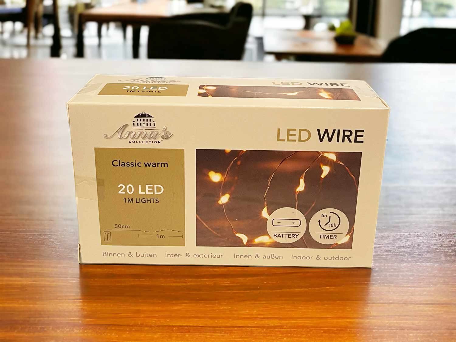 Coen Bakker LED warm Batterie 20 BV LED-Lichterkette kupfer Deco classic Draht Wire, 0,95m Außen LED