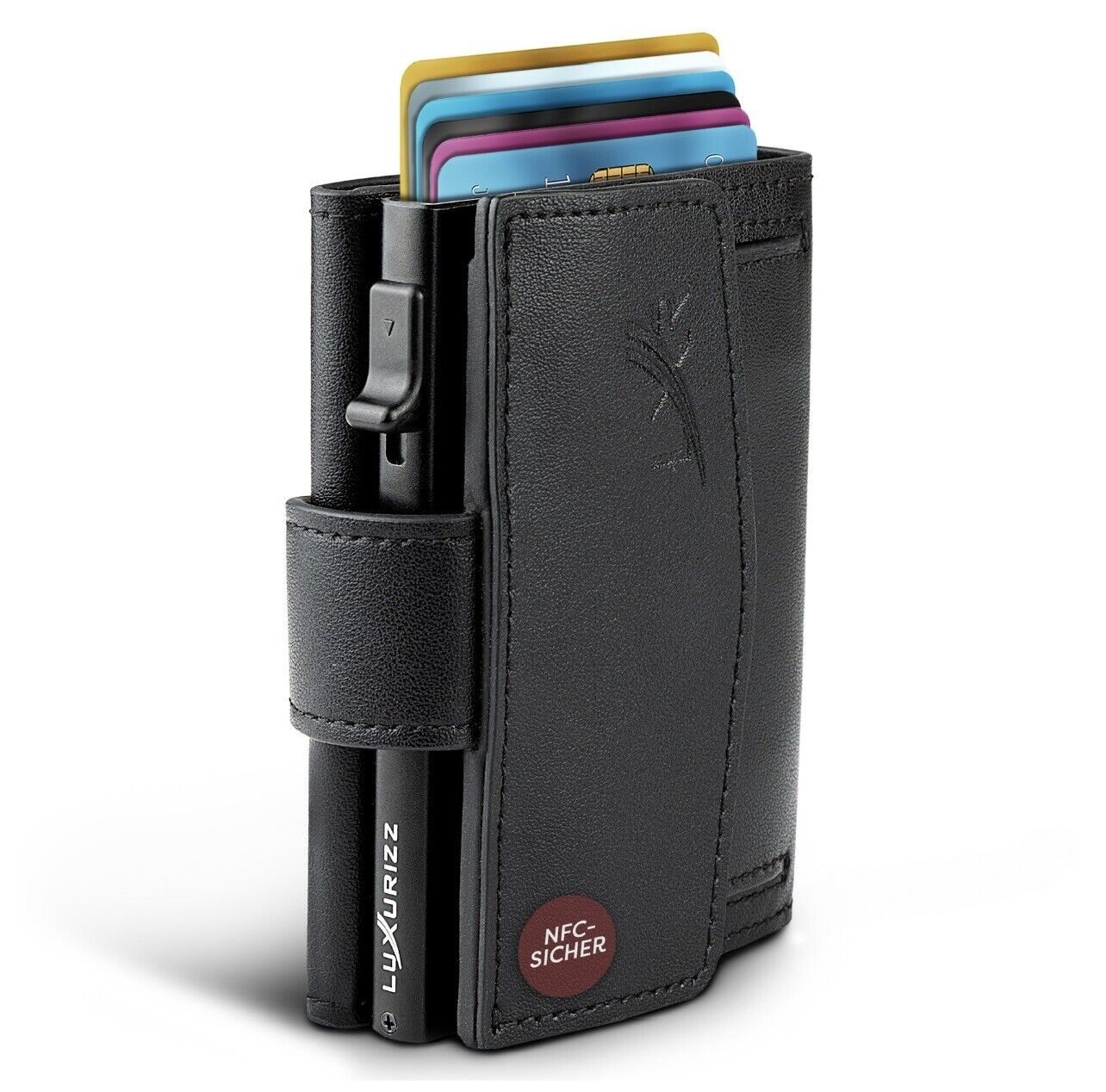 Luxurizz Mini Geldbörse Slim Wallet Echtleder mit Münzfach