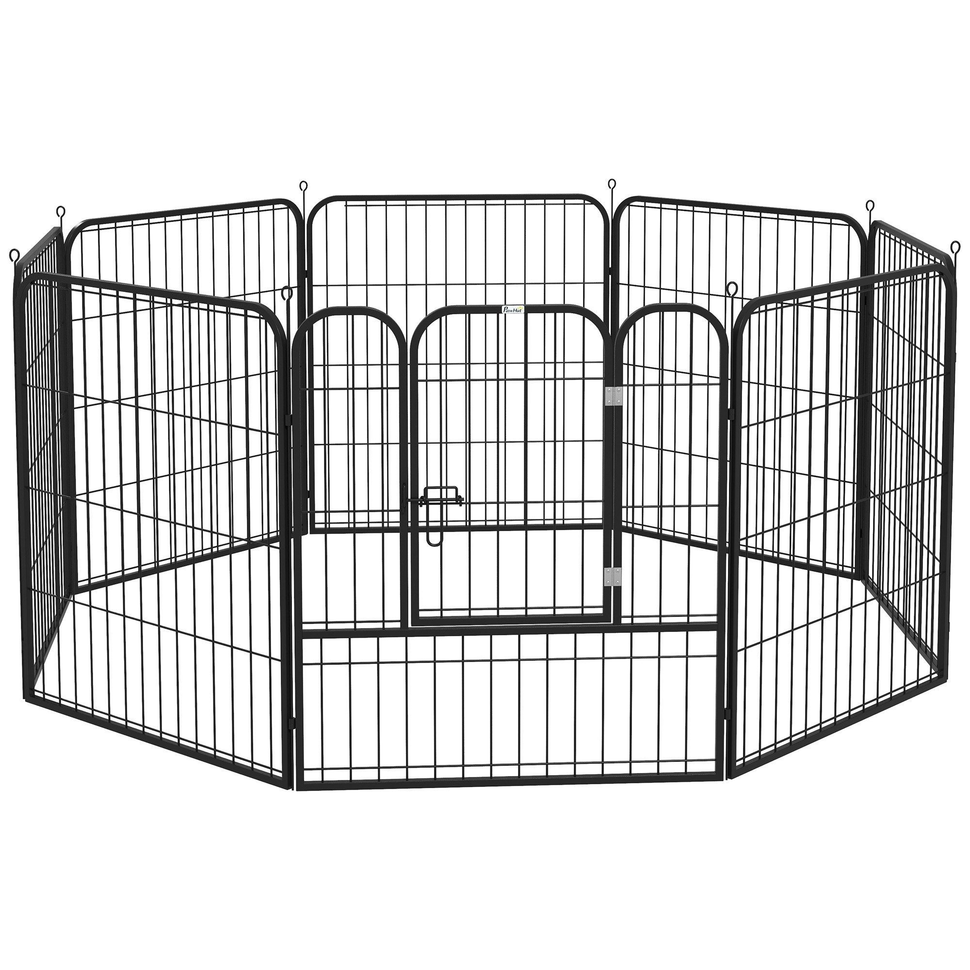 PawHut Freigehege Laufstall, Laufgitter, individuell, gestaltbar, aus Metall, für Tiere, Schwarz