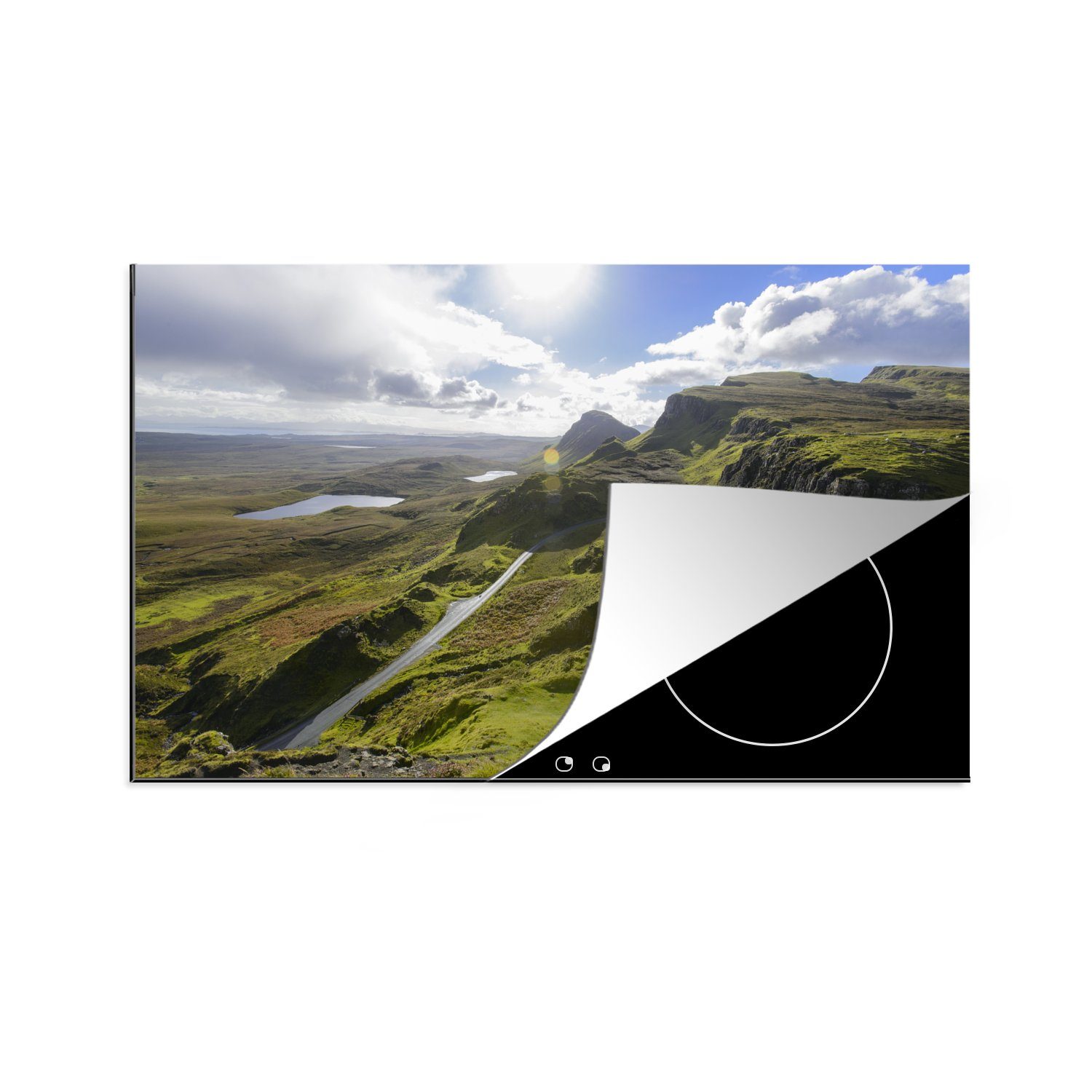 MuchoWow Herdblende-/Abdeckplatte Ein sonniger Tag in Schottland, Vinyl, (1 tlg), 81x52 cm, Induktionskochfeld Schutz für die küche, Ceranfeldabdeckung