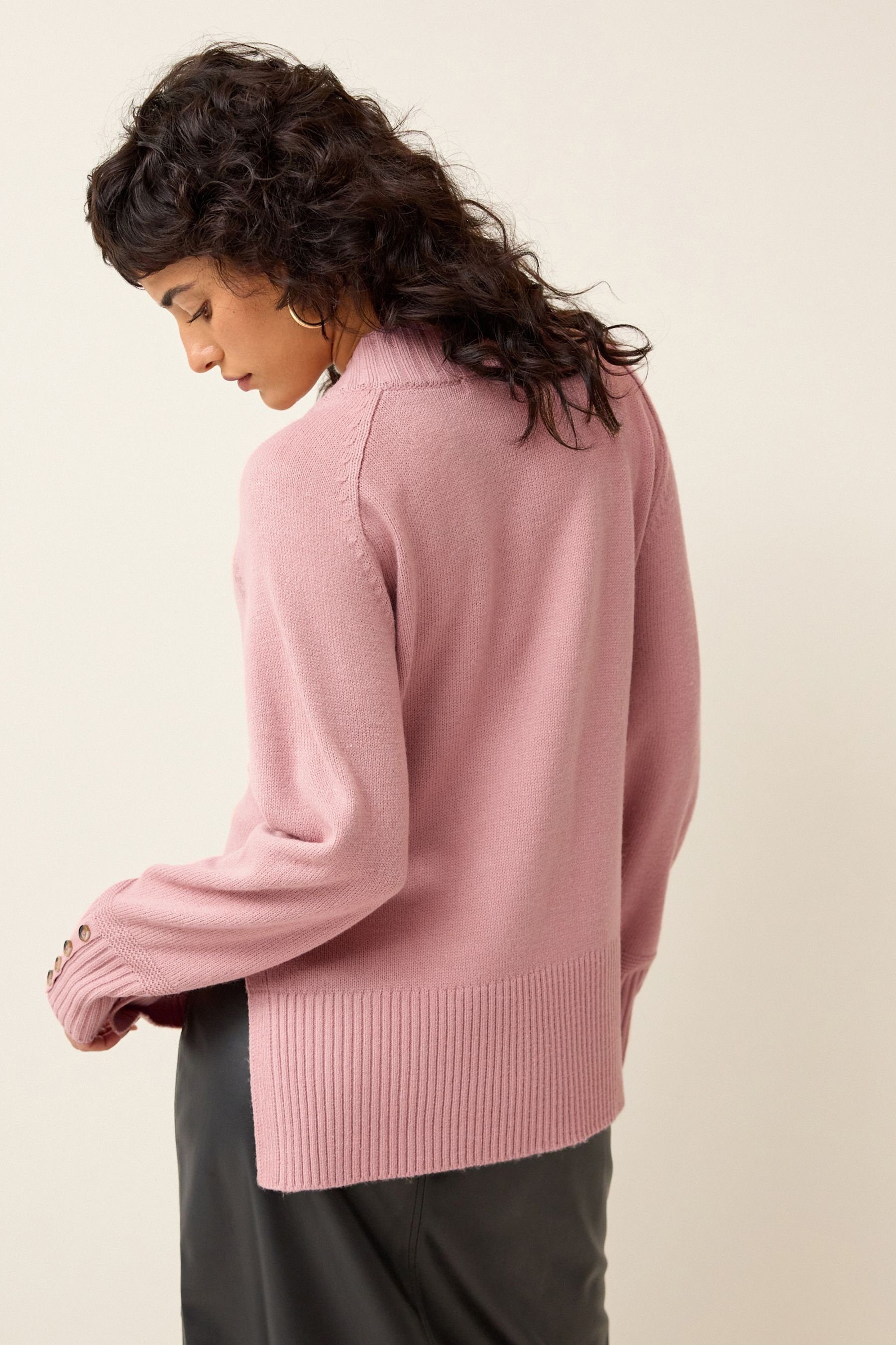 Pullover (1-tlg) Pink V-Ausschnitt Blush mit Bequemer V-Ausschnitt-Pullover Next