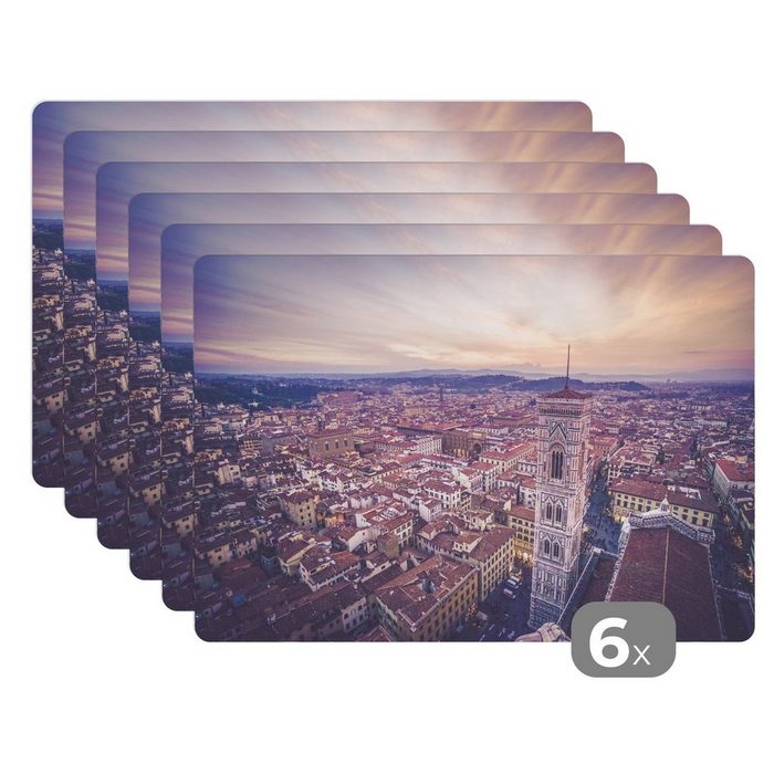 Platzset Italien - Himmel - Florenz MuchoWow (6-St) Platzset Platzdecken Platzmatte Tischmatten Schmutzabweisend