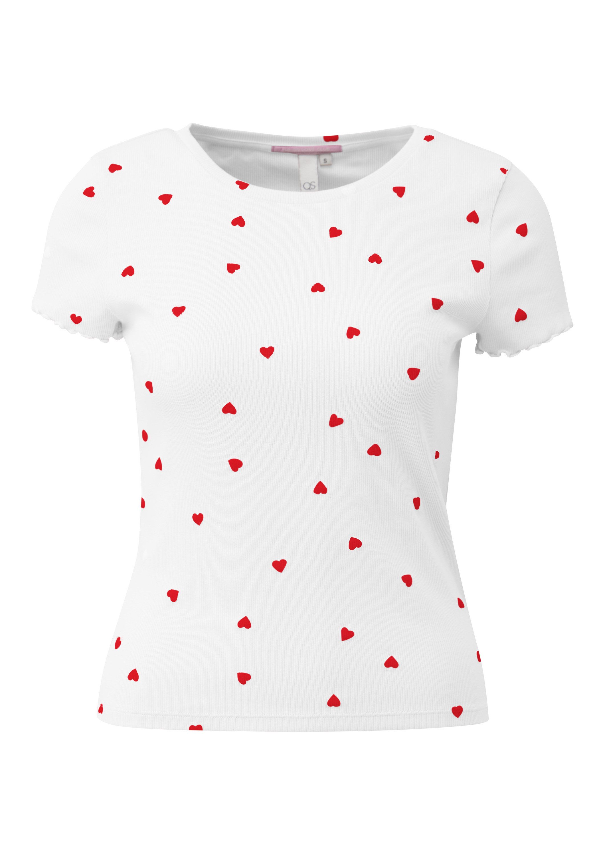 QS Kurzarmshirt T-Shirt Rippshirt, Valentine's Day günstig online kaufen