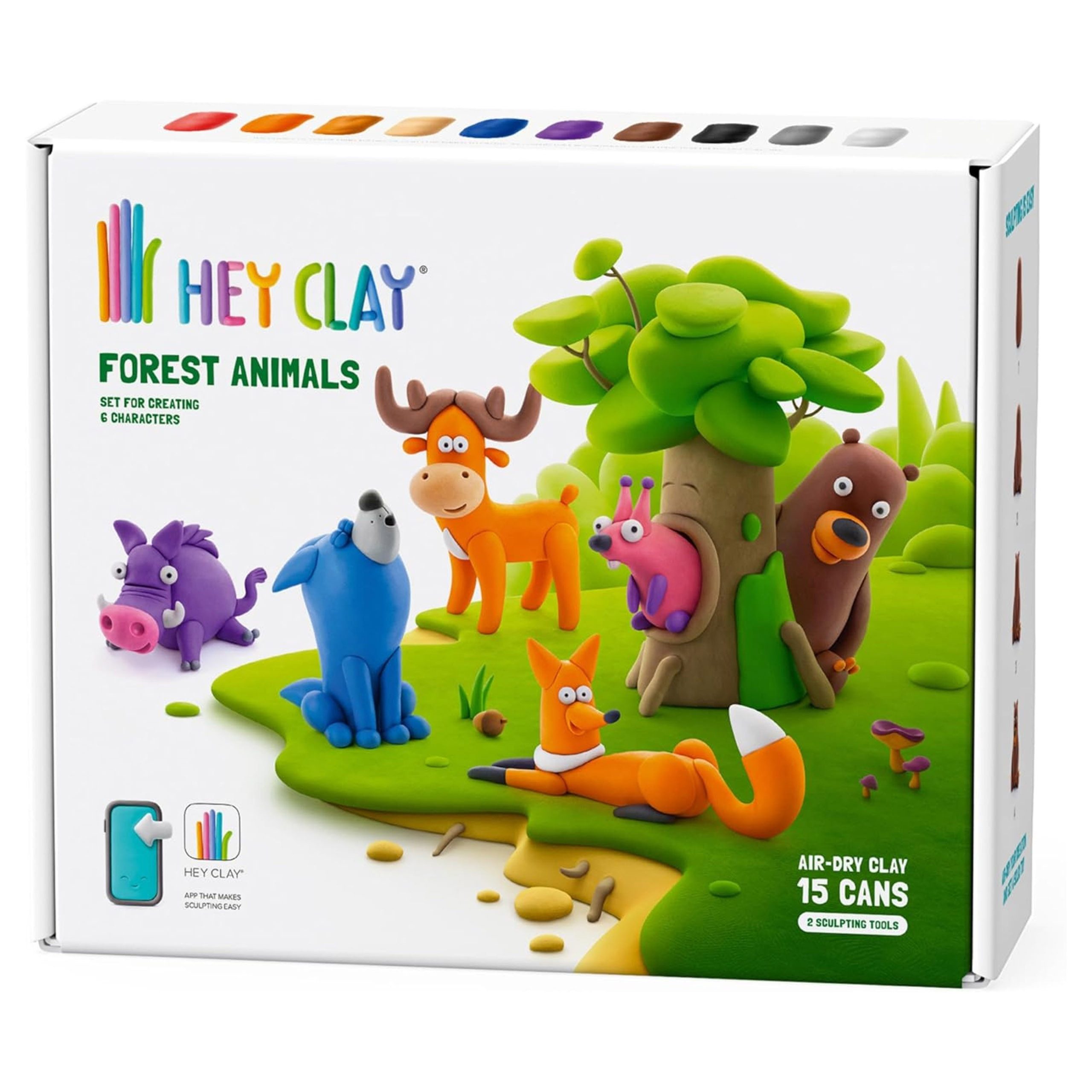 Hey Clay Modelliermasse Hey Clay Waldtiere, Plastikmasse + Zubehör, Modelliermasse, 15 Farben
